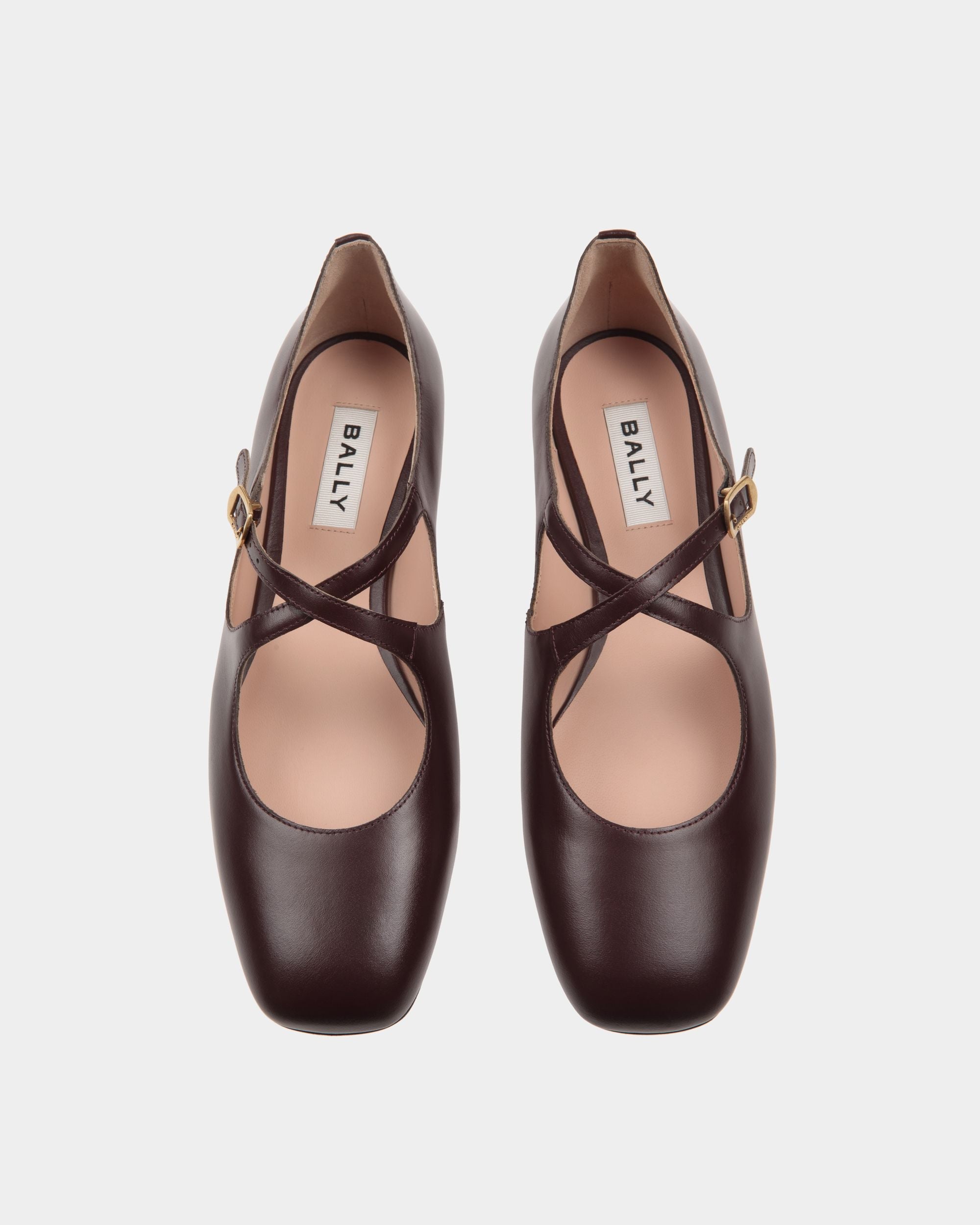 Bally Global - Chaussure À Talon Plat Ballyrina En Cuir Deep Burgundy - Bordeaux