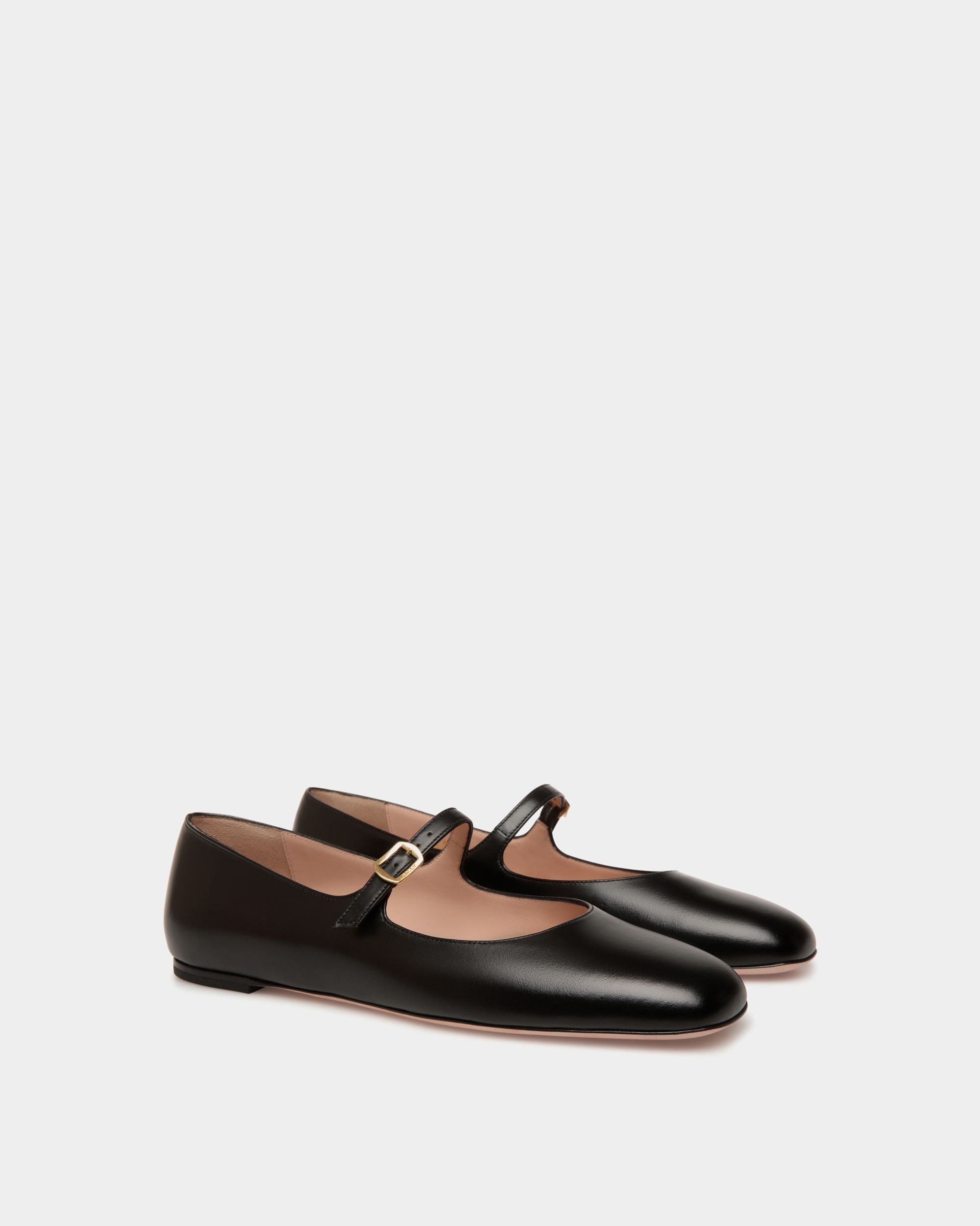 Bally Global - Ballyrina Flat in Black Leather - Black