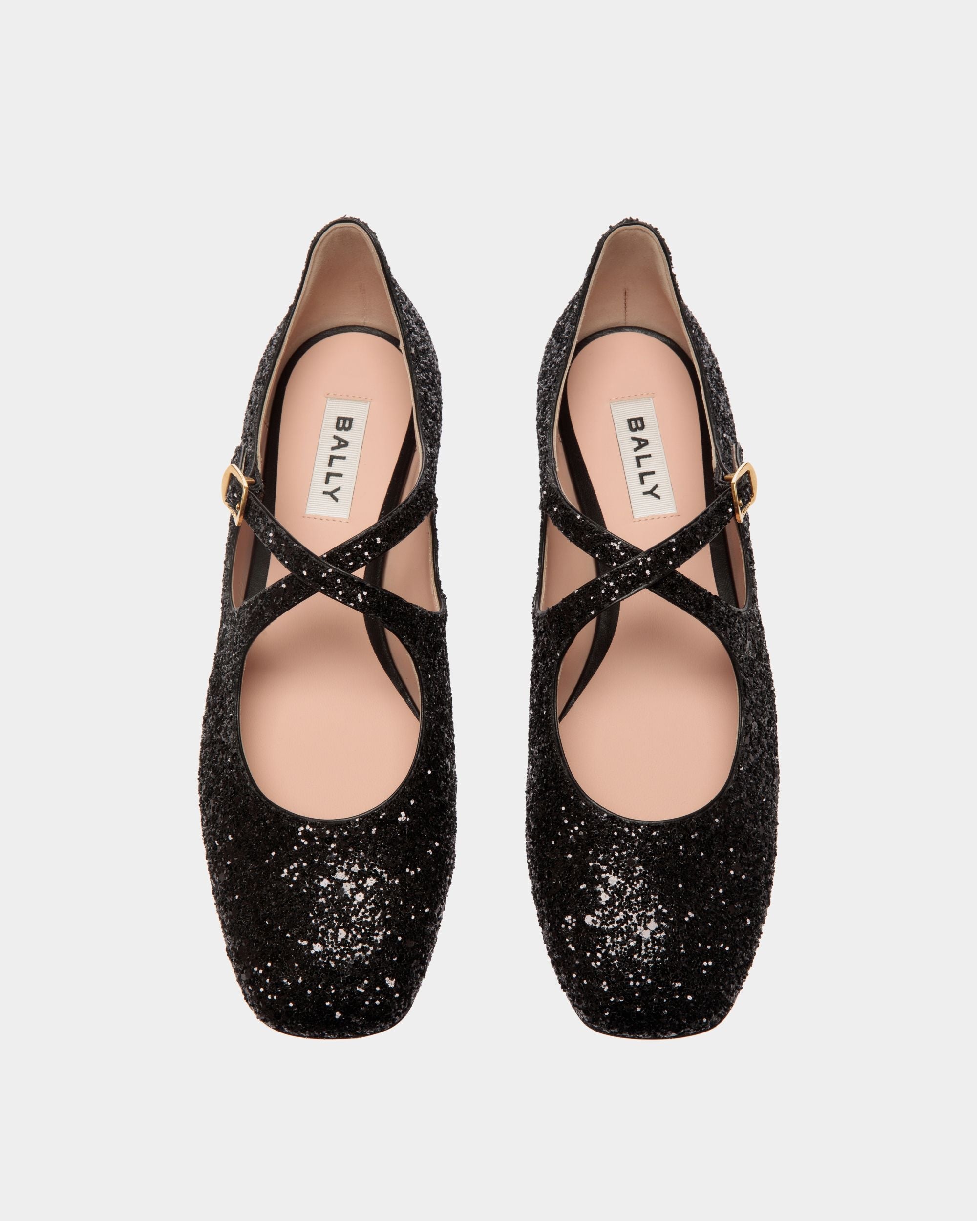 Bally Global - Zapato Plano Ballyrina Con Purpurina Negra - Negro