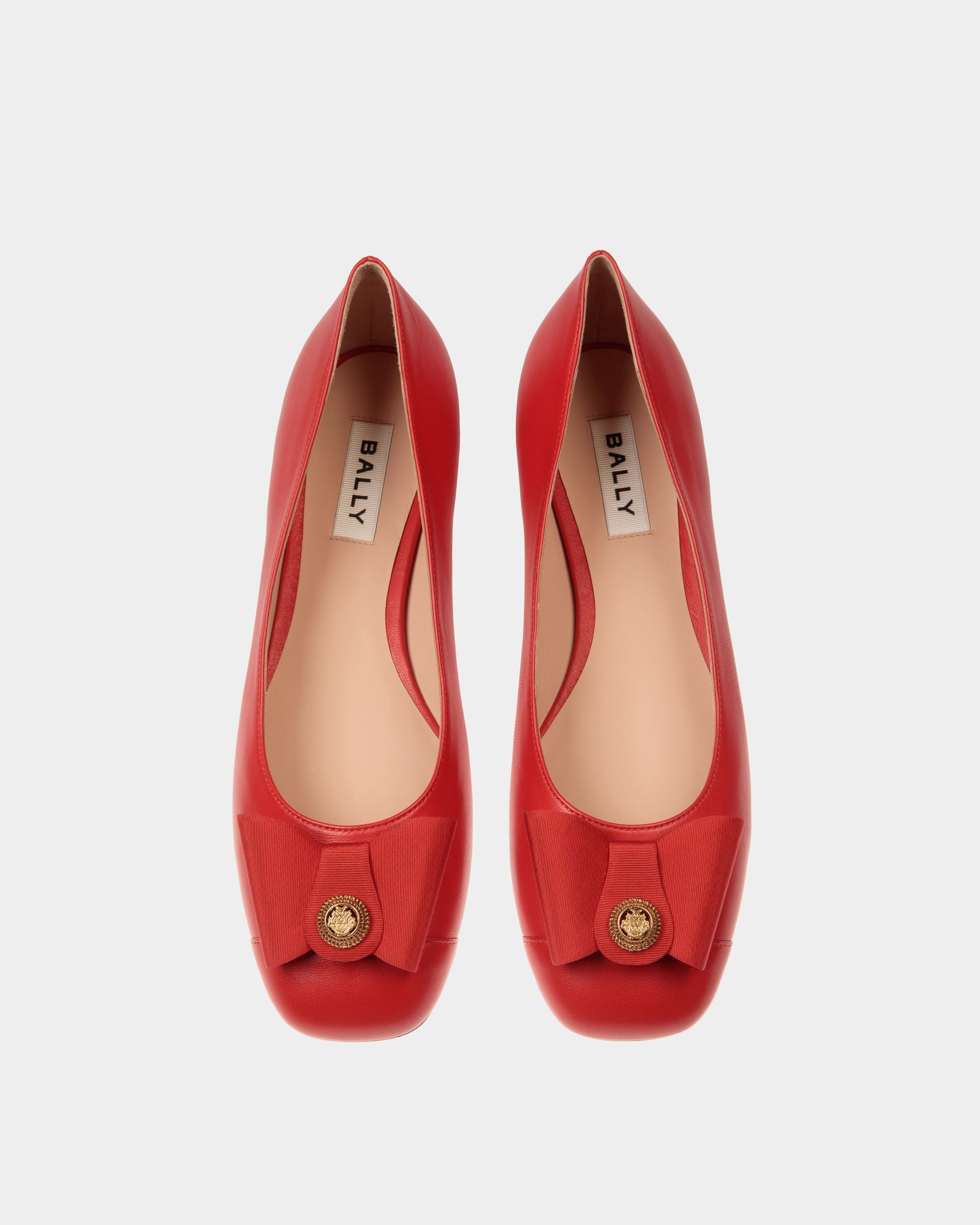 Bally Global - Chaussure À Talon Plat B-Bow En Cuir Rouge - Rouge
