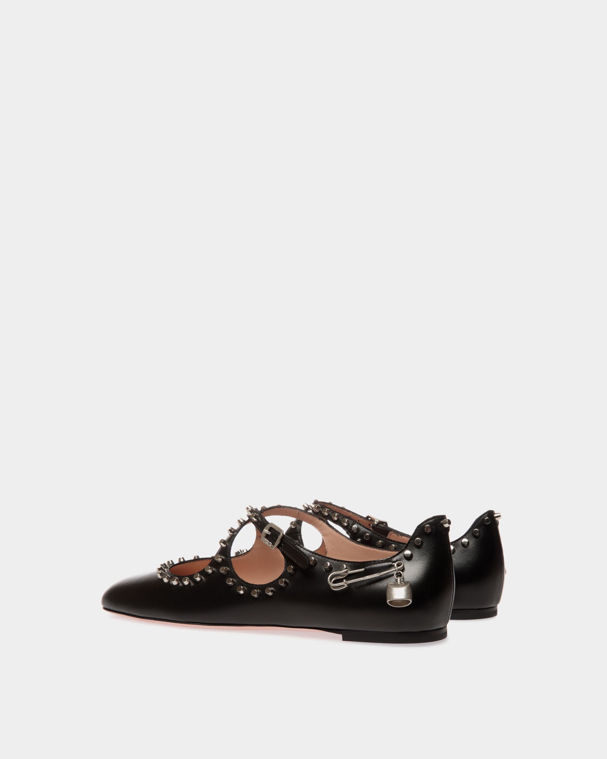 Bally Global - Ballyrina Flat in Black Leather with Studs - Black