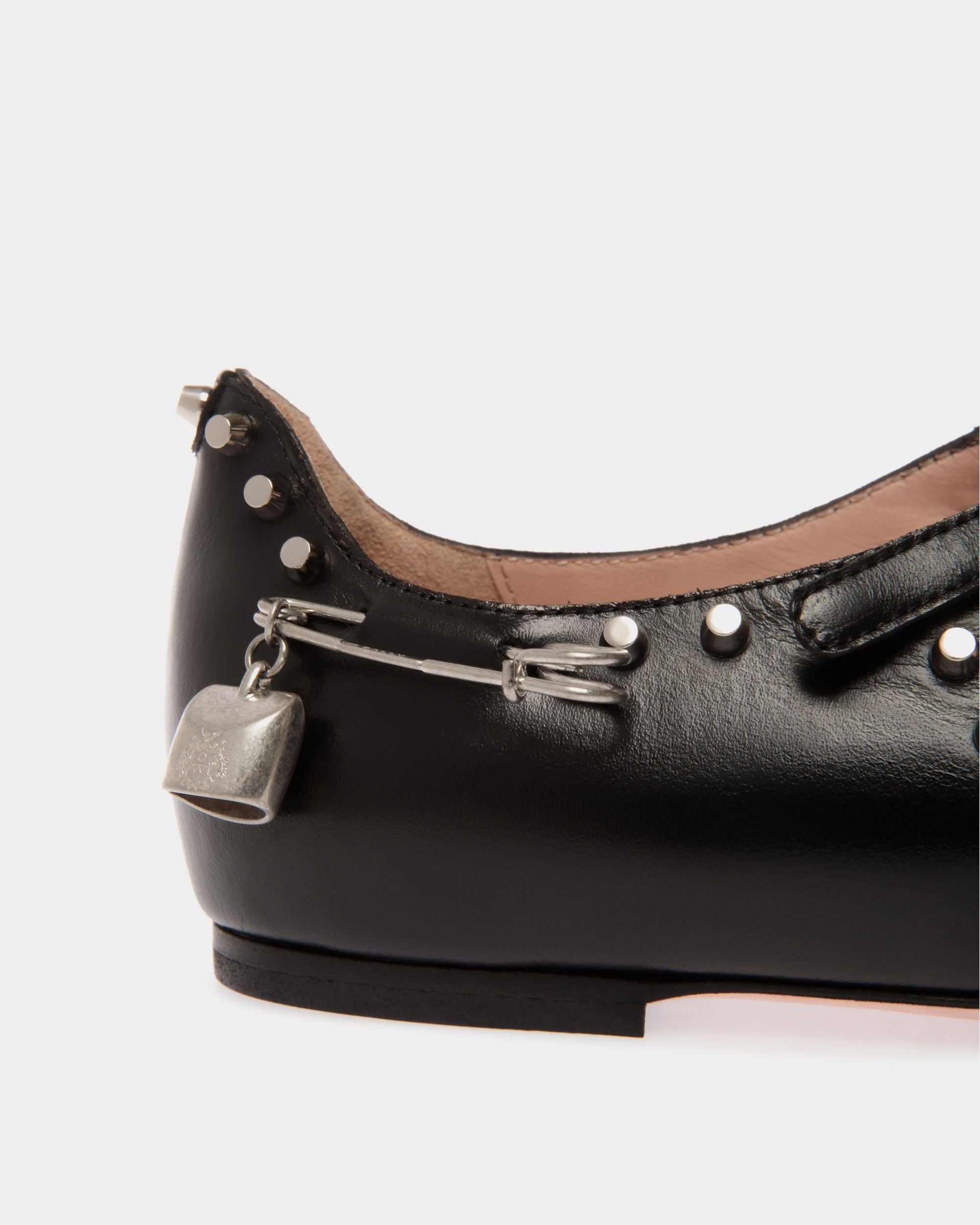 Bally Global - Ballyrina Flat in Black Leather with Studs - Black