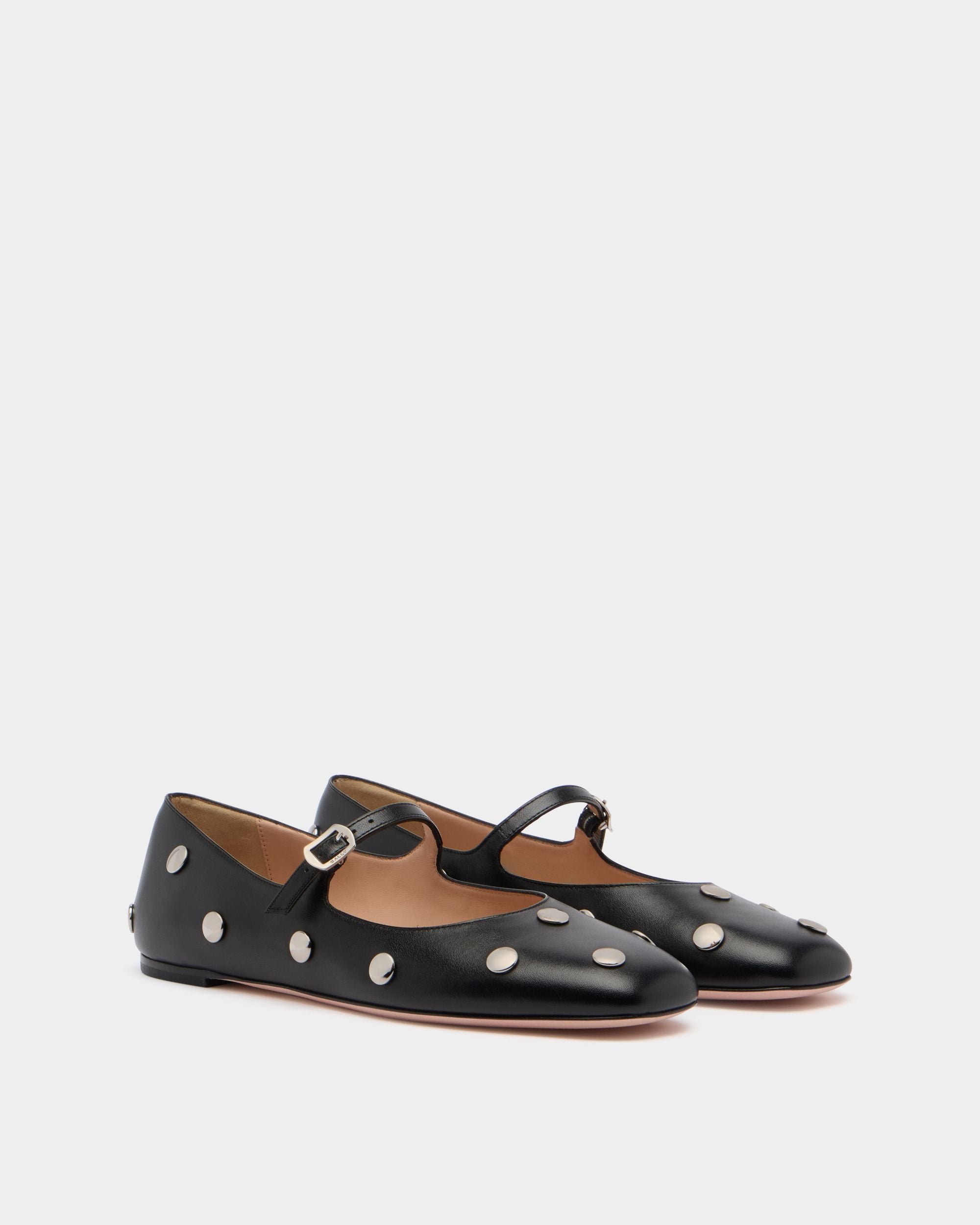 Bally Global - Ballyrina Flat in Black Leather - Black