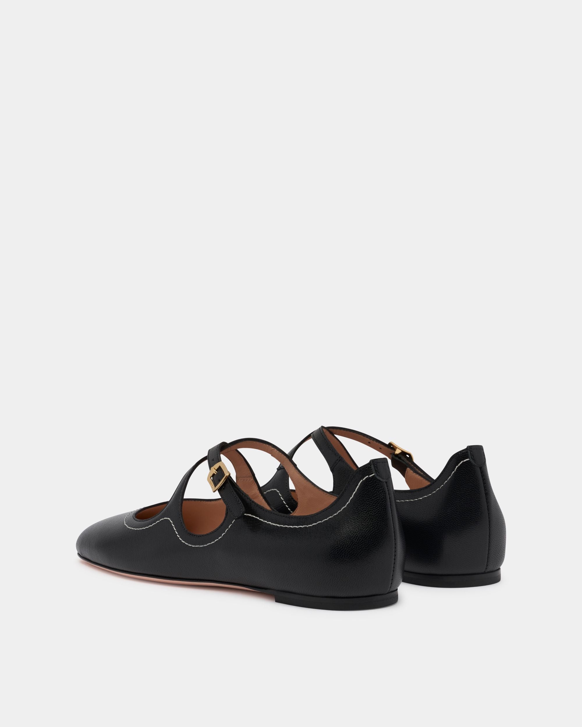Bally Global - Ballyrina Flat in Black Leather - Black