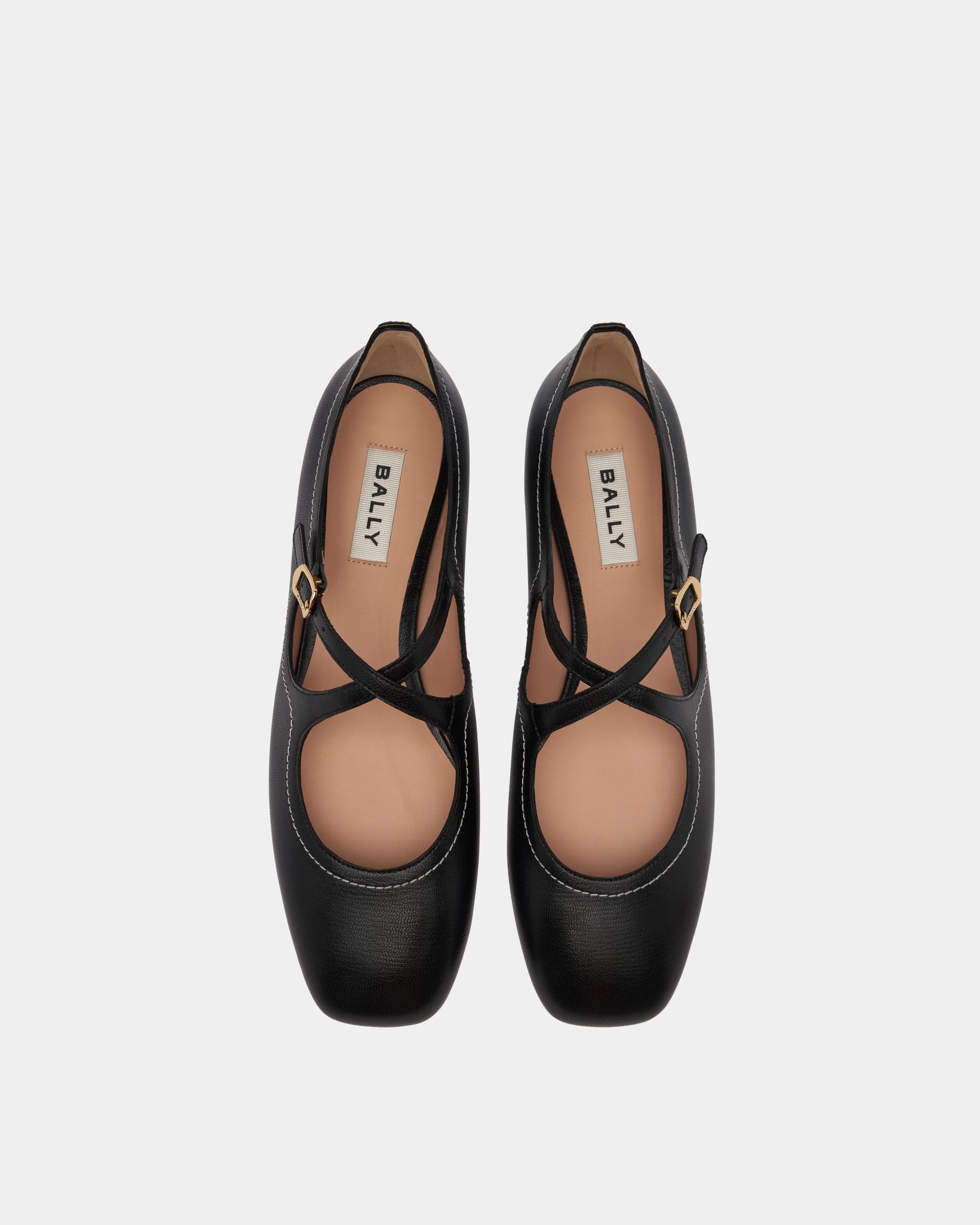 Bally Global - Ballyrina Flat in Black Leather - Black