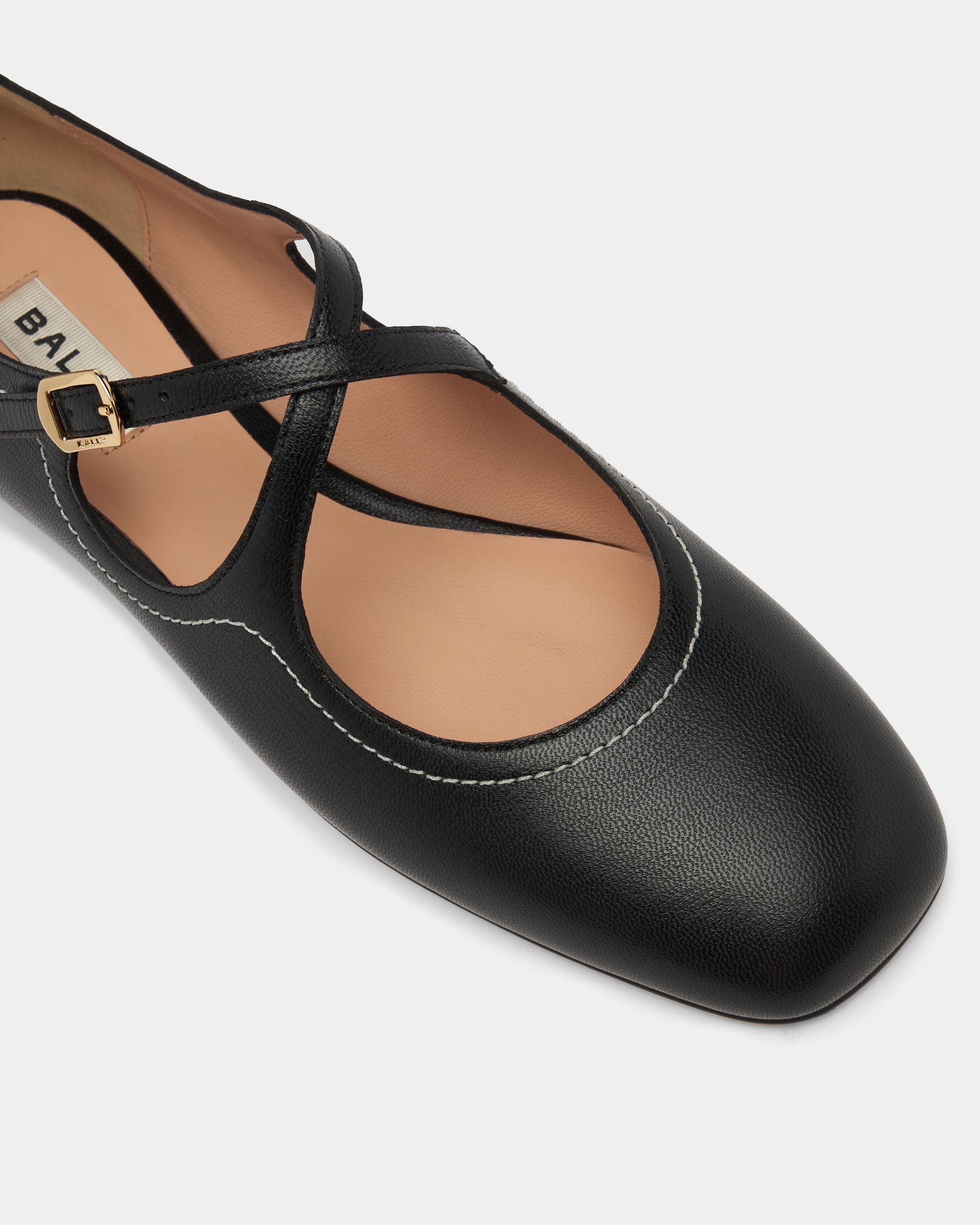 Bally Global - Ballyrina Flat in Black Leather - Black