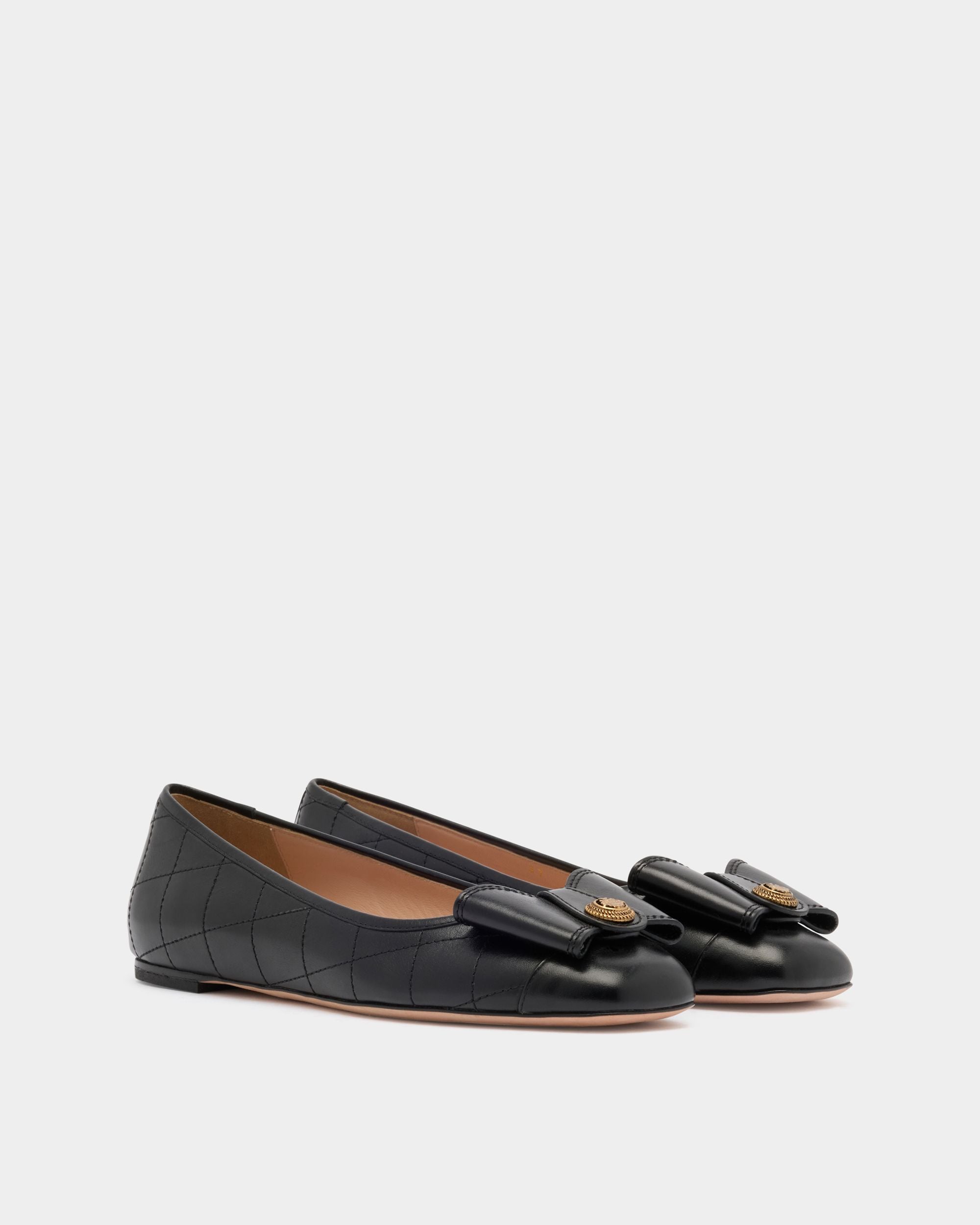 Bally Global - B-Bow Ballet Flat in Black Leather - Black