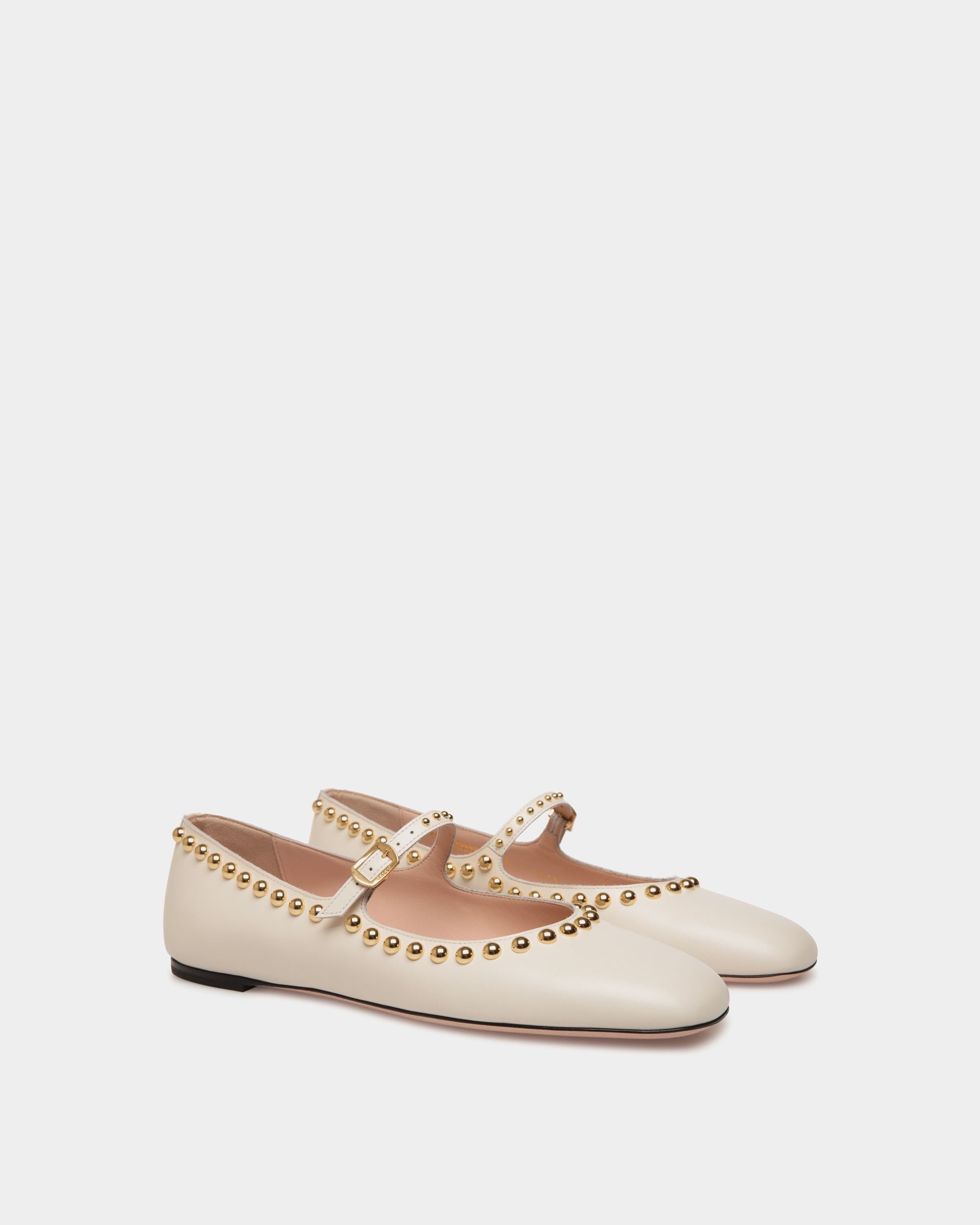Bally Global - Ballyrina Flat in Ivory Leather - White