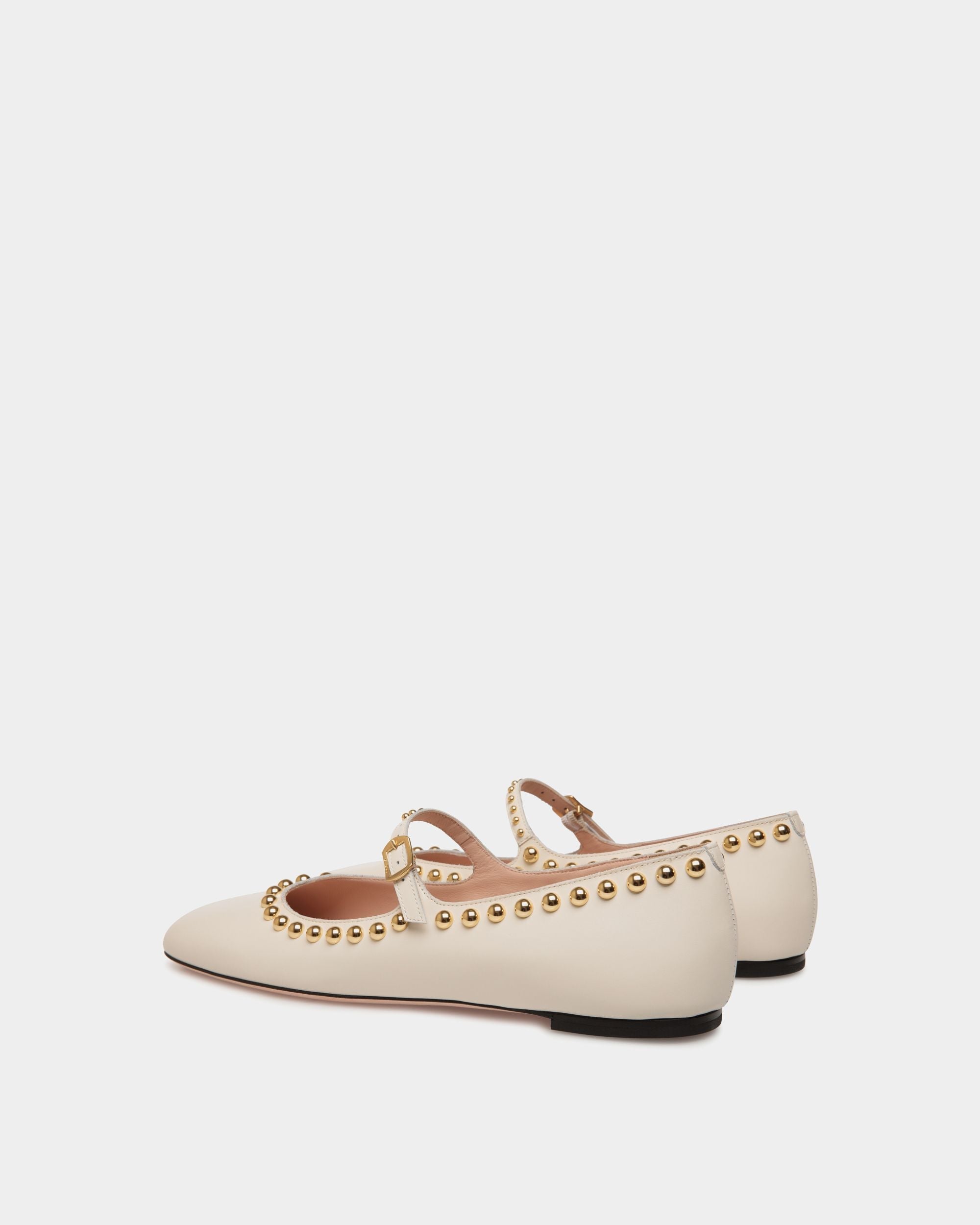 Bally Global - Ballyrina Flat in Ivory Leather - White