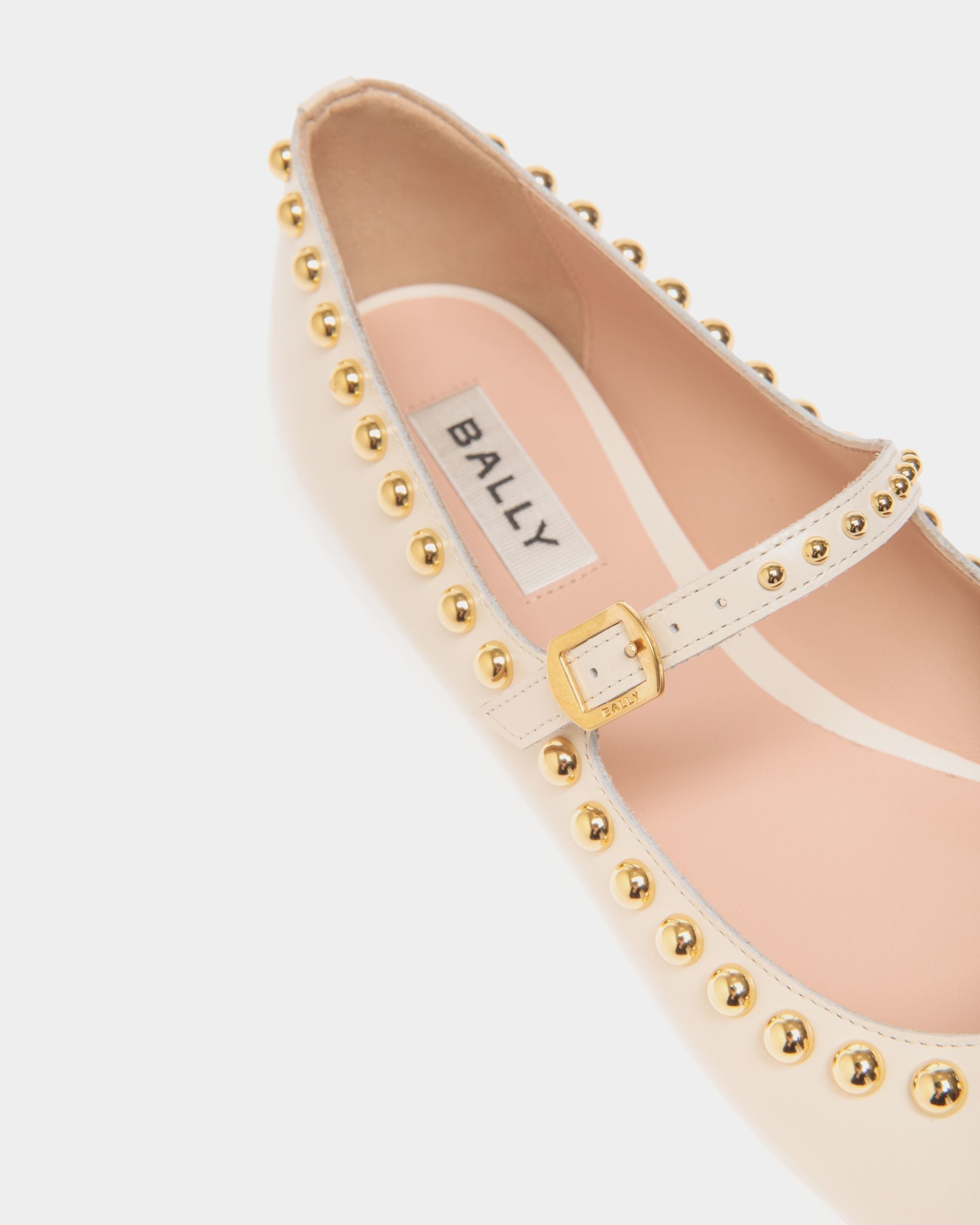 Bally Global - Ballyrina Flat in Ivory Leather - White