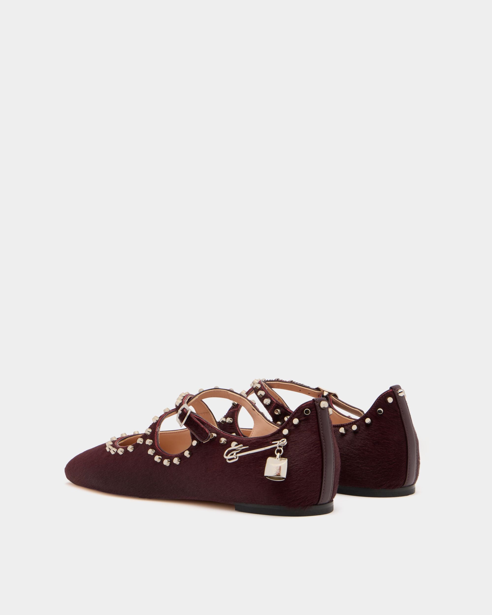 Bally Global - Ballyrina Flat in Syrah Pony Hair - Burgundy