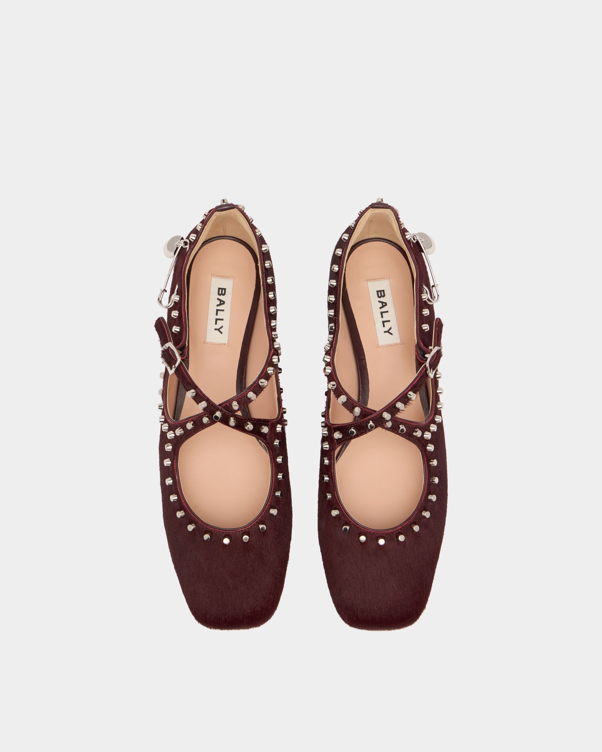 Bally Global - Ballyrina Flat in Syrah Pony Hair - Burgundy