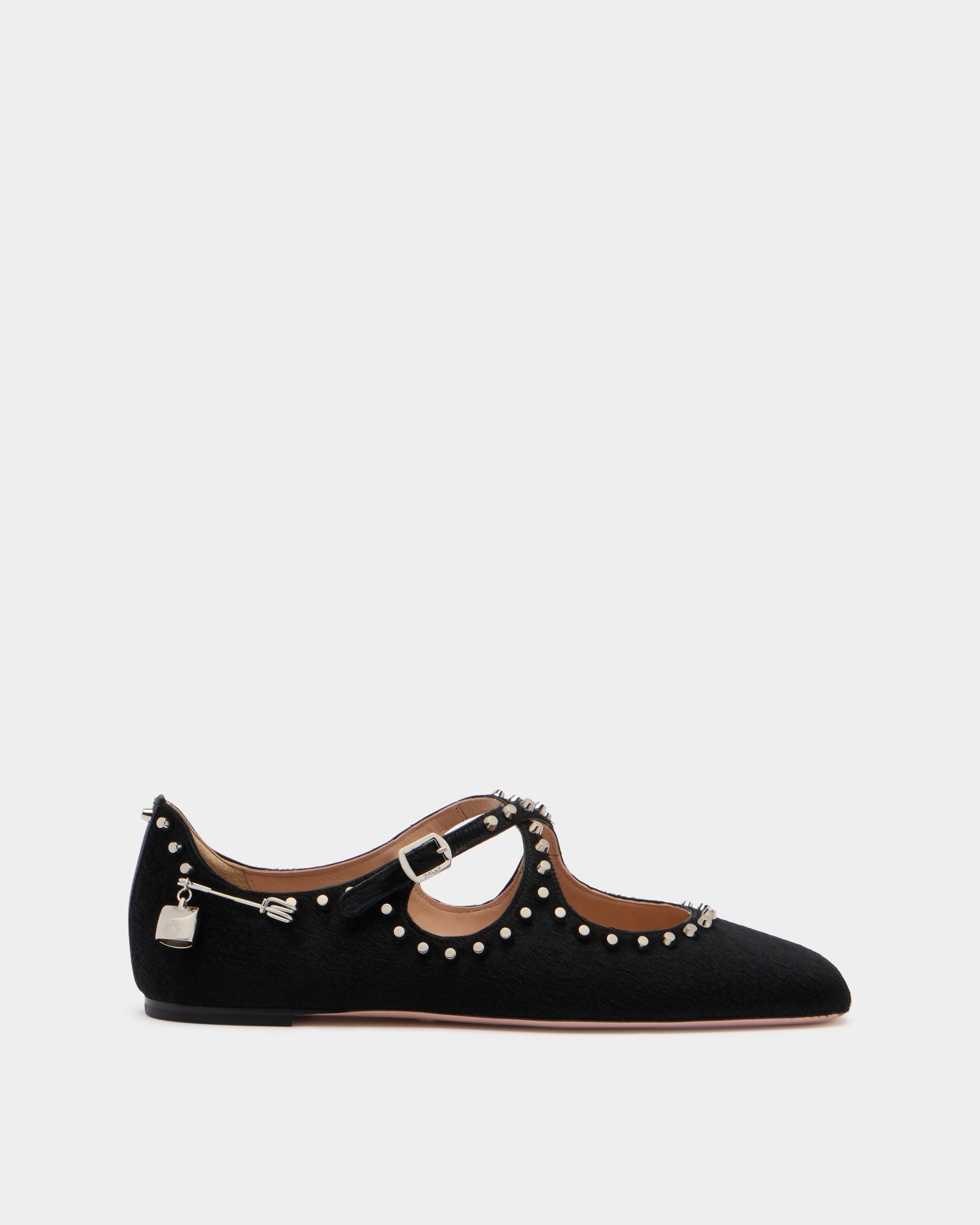 Bally Global - Ballyrina Flat in Black Pony Hair With Studs - Black