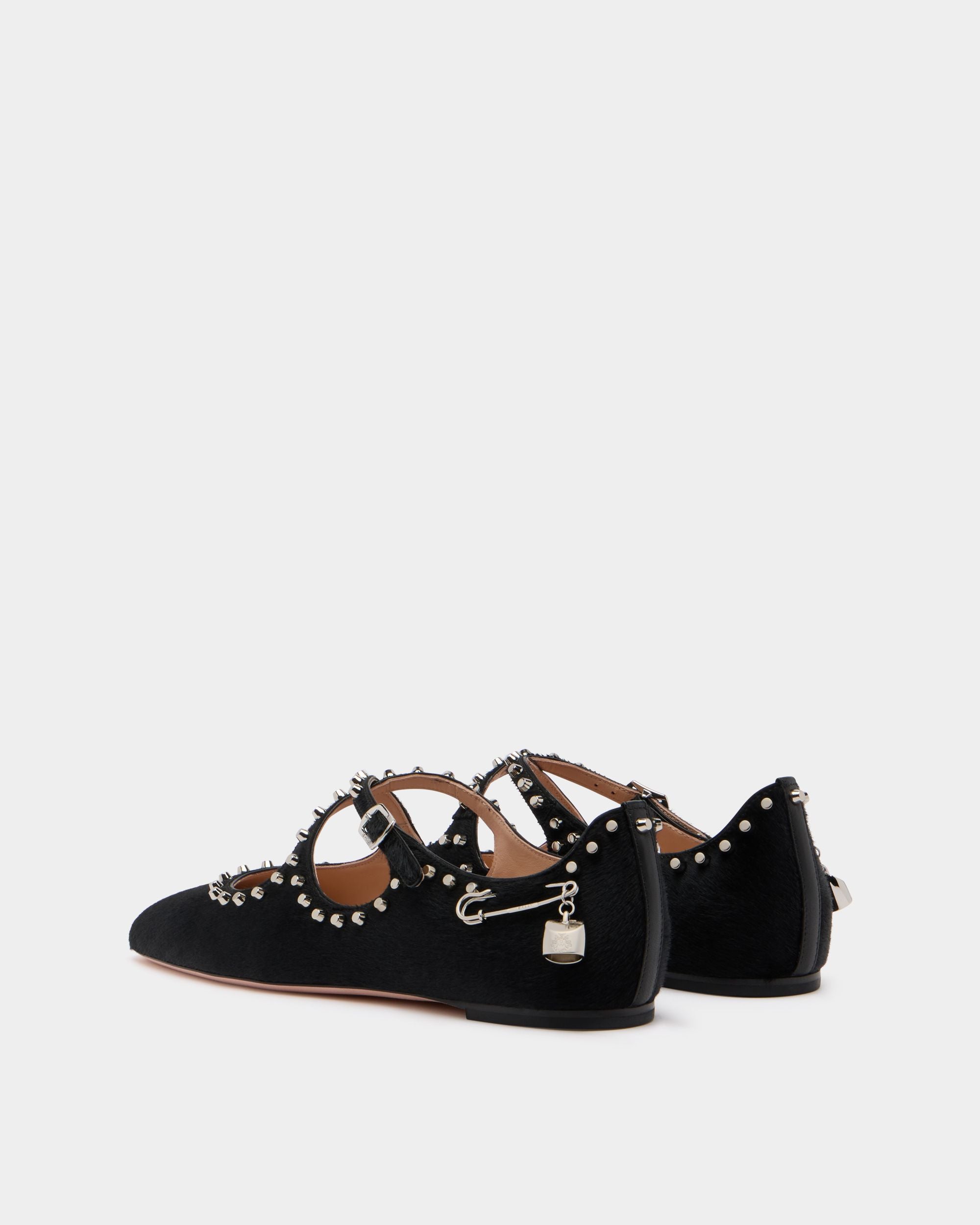Bally Global - Ballyrina Flat in Black Pony Hair With Studs - Black
