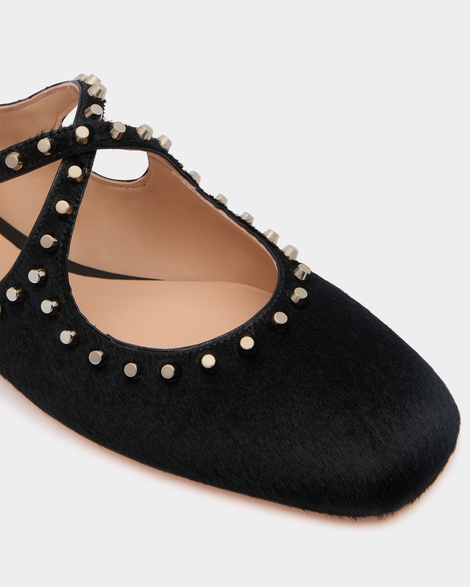 Bally Global - Ballyrina Flat in Black Pony Hair With Studs - Black