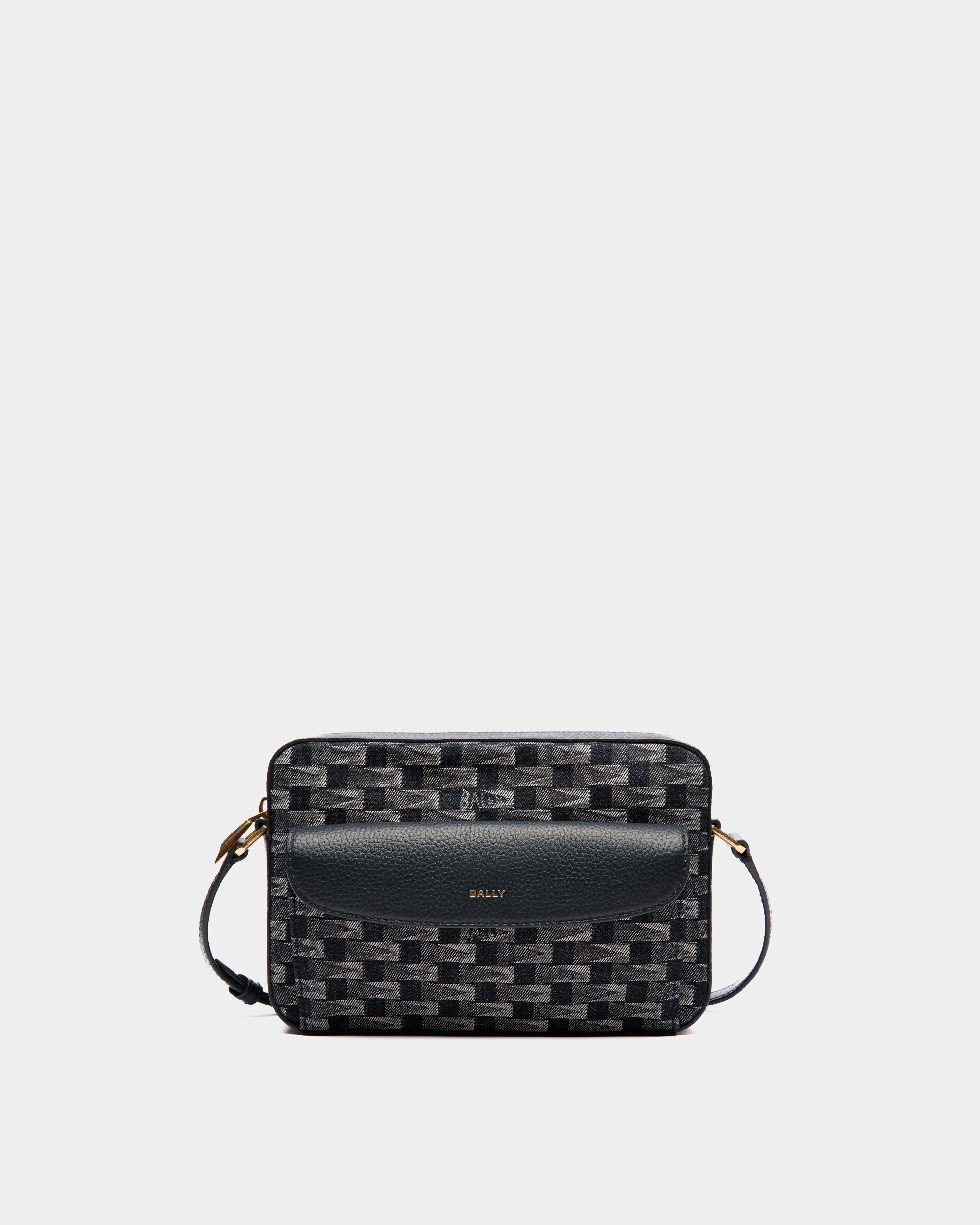 Bally Global - Bar Crossbody Bag in Blue Pennant Motif Denim - Blue