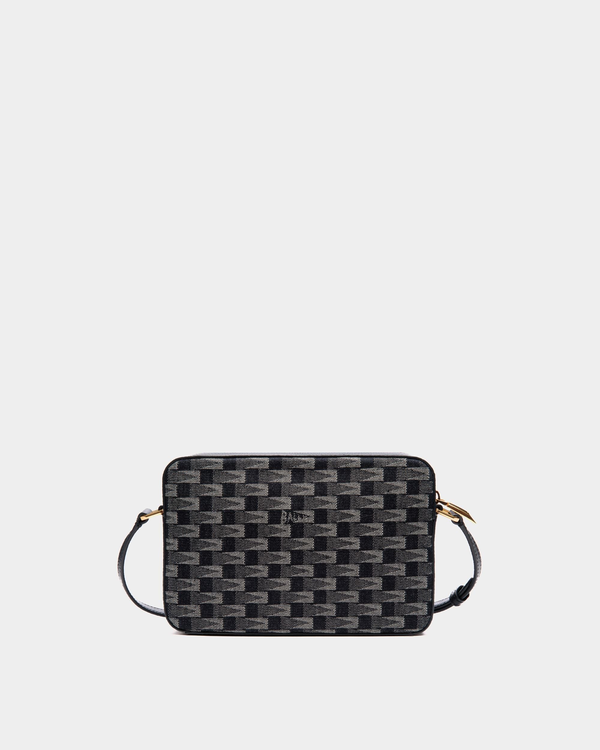 Bally Global - Bar Crossbody Bag in Blue Pennant Motif Denim - Blue
