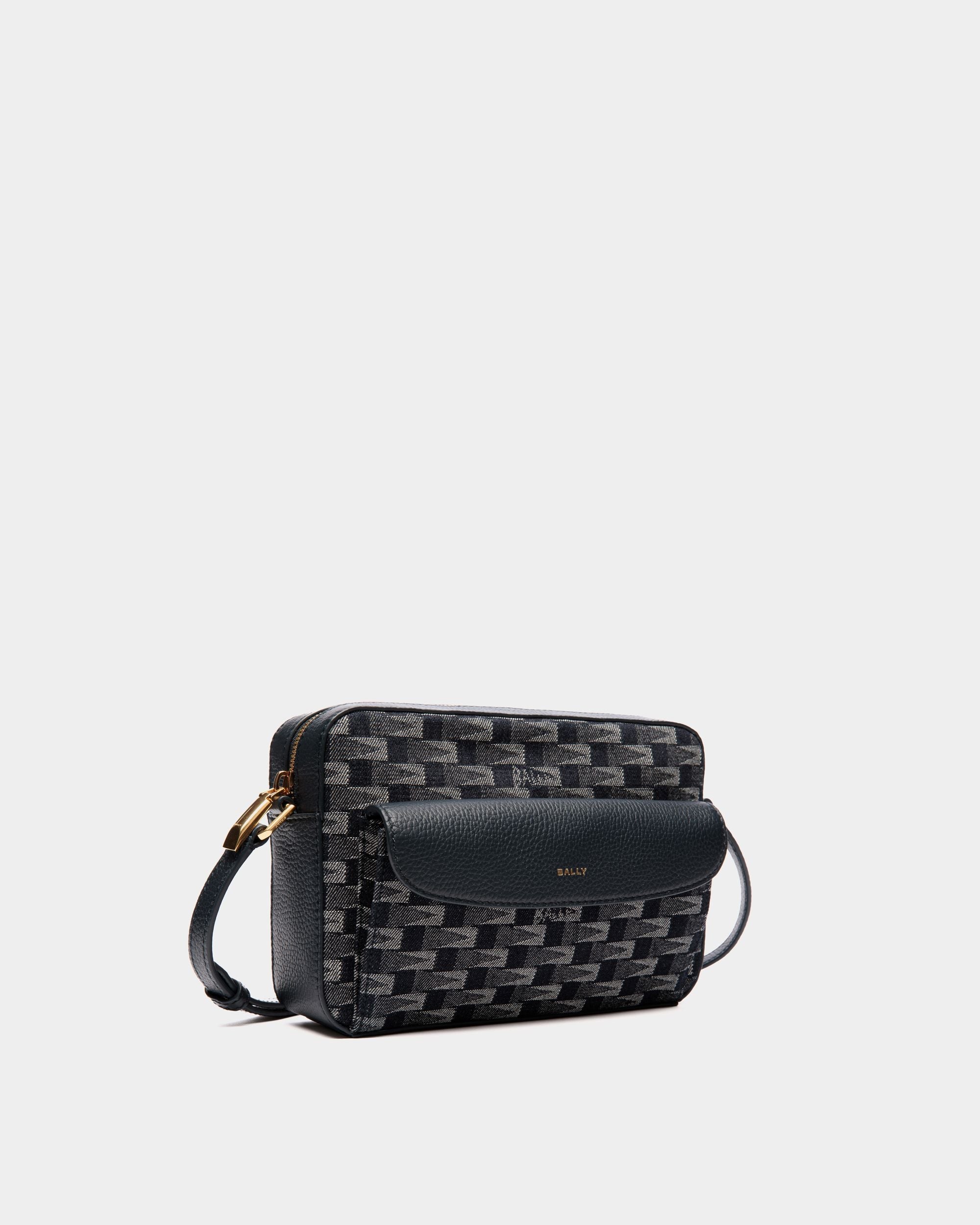 Bally Global - Bar Crossbody Bag in Blue Pennant Motif Denim - Blue