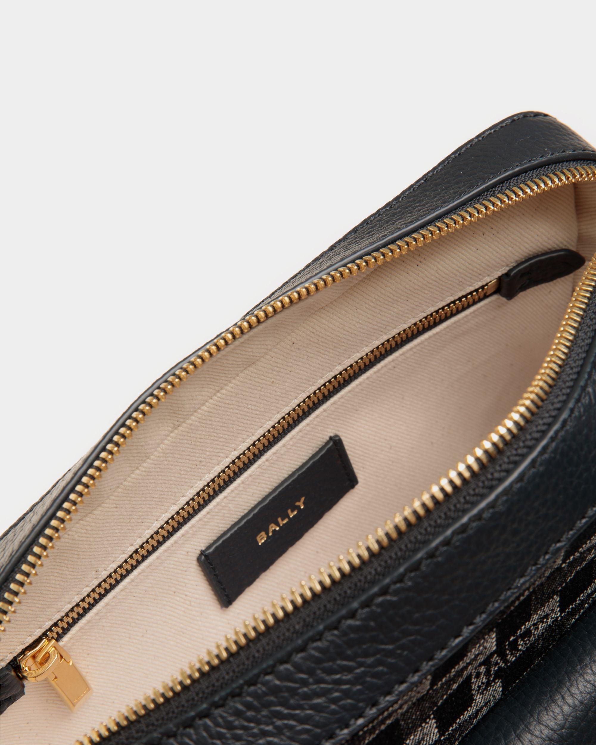 Bally Global - Bar Crossbody Bag in Blue Pennant Motif Denim - Blue