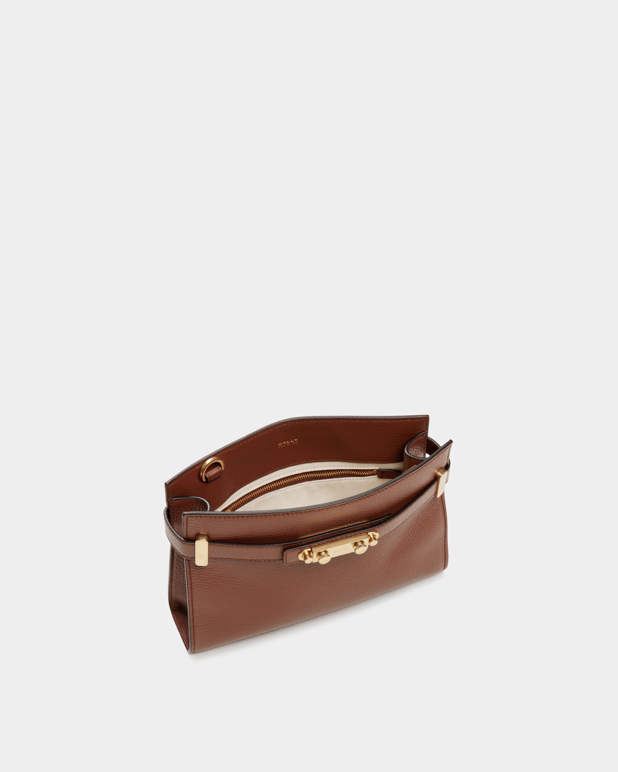 Bally Global - Carriage Crossbody Bag in Brown Grained Leather - Brown