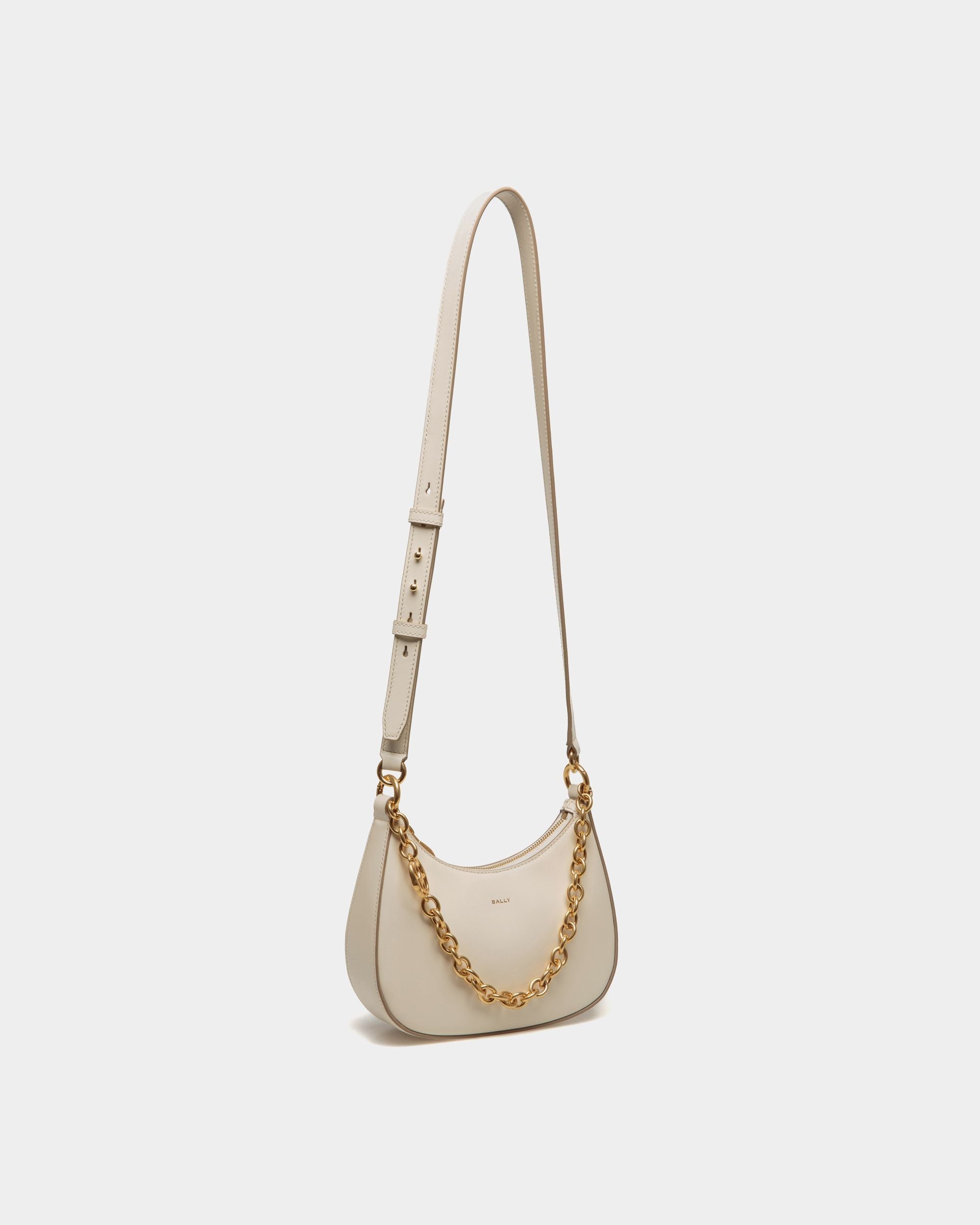 Bally Global - Emblem Mini Crossbody Bag In White Brushed Leather - White