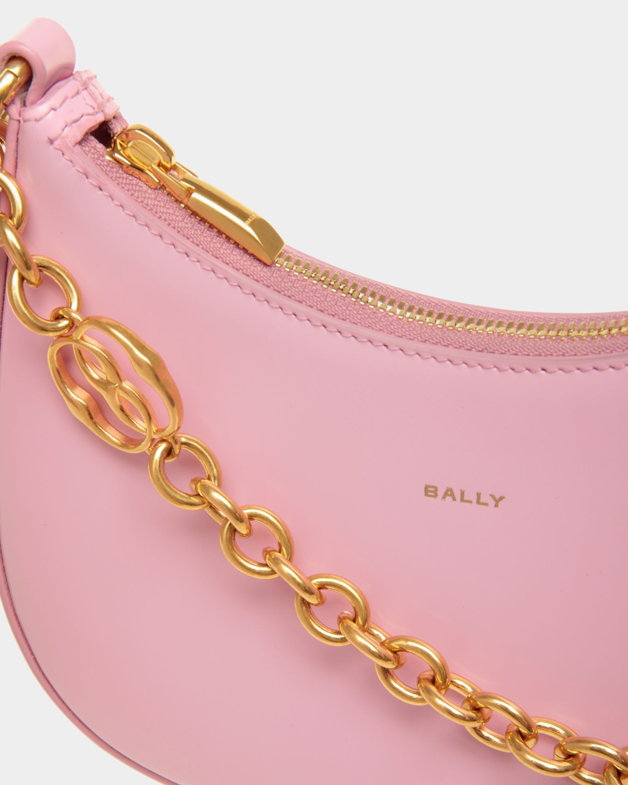Bally Global - Emblem Mini Crossbody Bag in Pink Brushed Leather - Pink