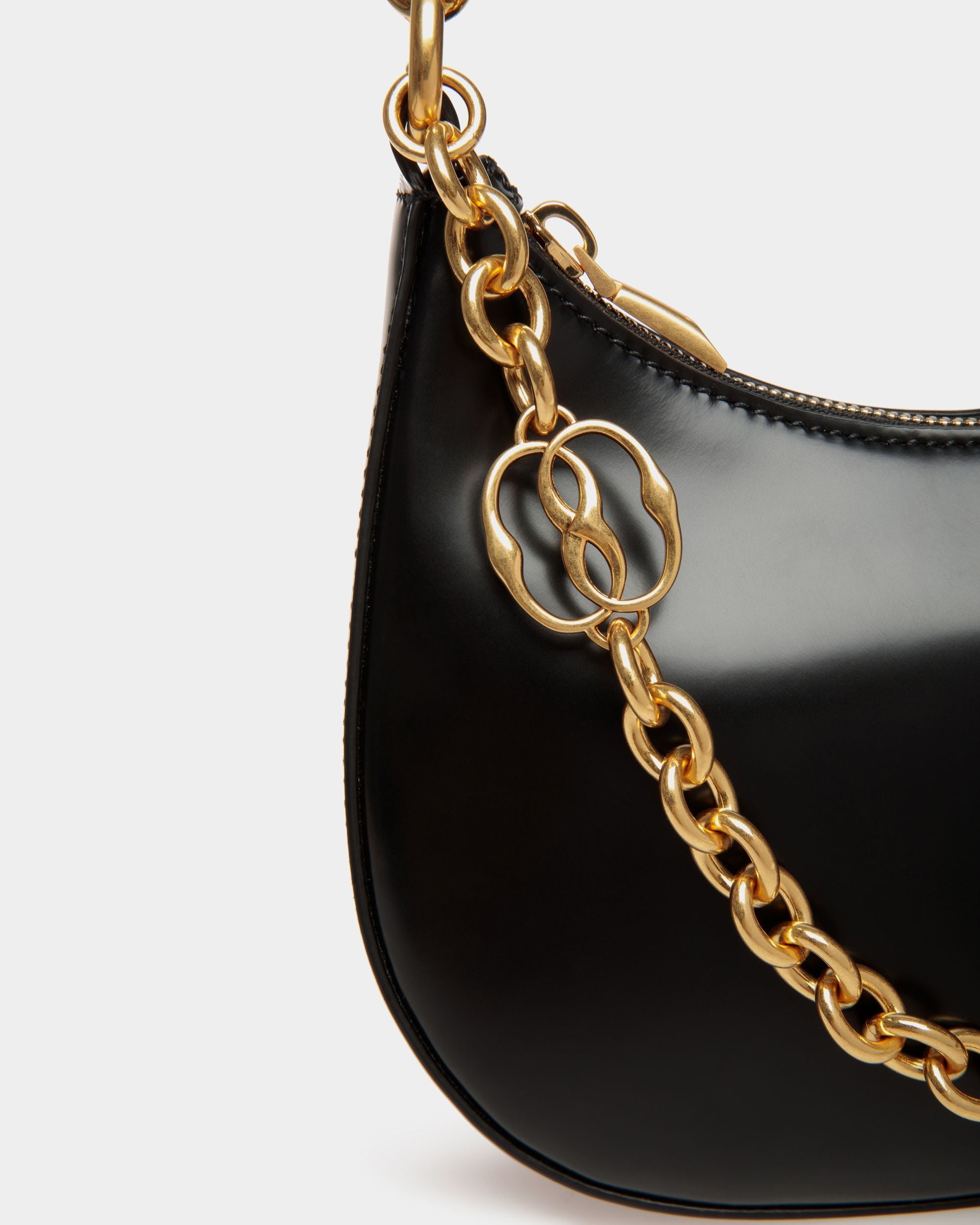 Bally Global - Emblem Mini Crossbody Bag in Black Brushed Leather - Black