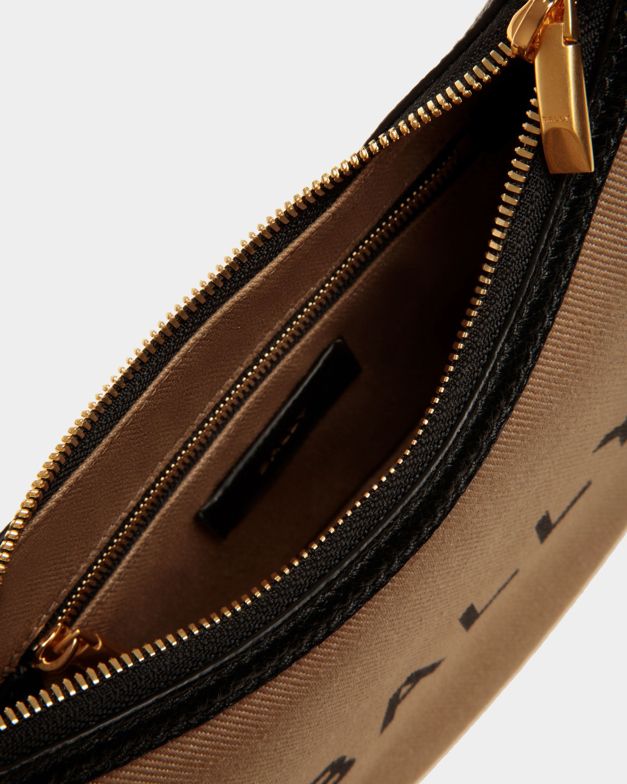Bally Global - Bar Mini Crossbody Bag In Beige And Black Canvas And Leather - Beige