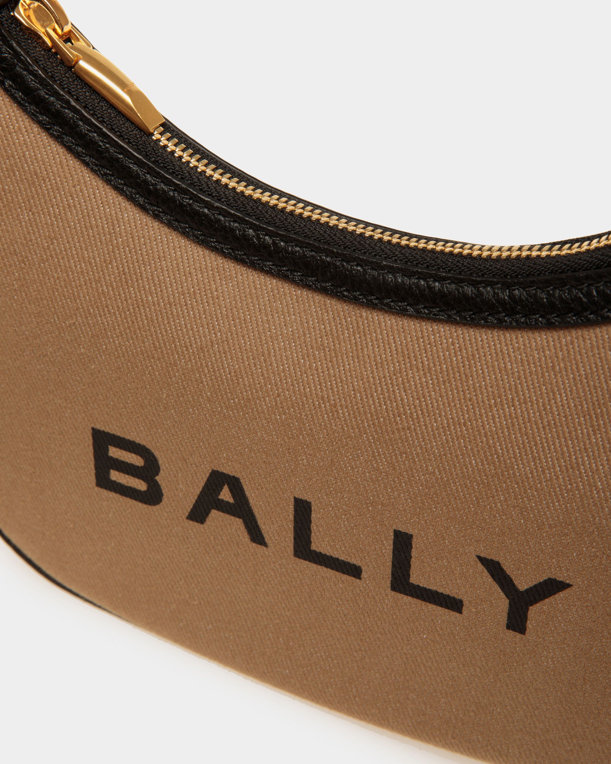Bally Global - Bar Mini Crossbody Bag In Beige And Black Canvas And Leather - Beige