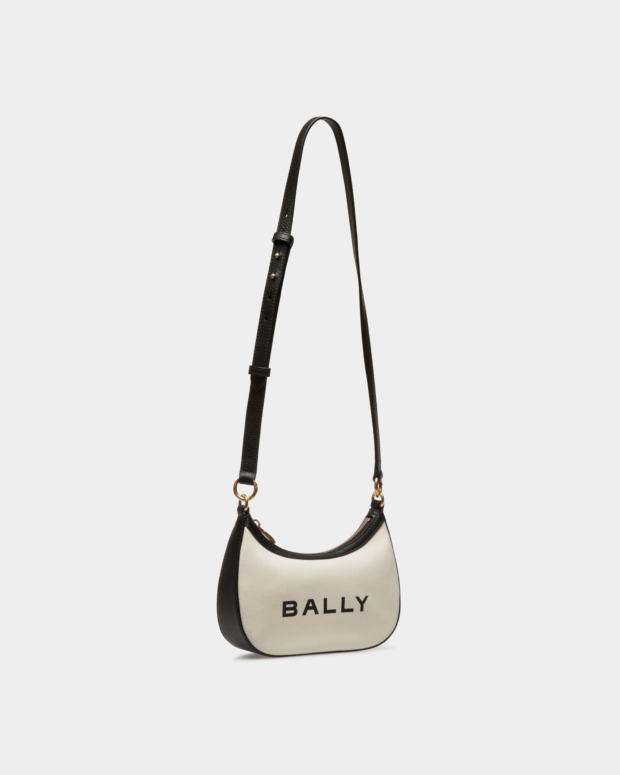 Bally Global - Bar Mini Crossbody Bag In White Canvas And Black Leather - White