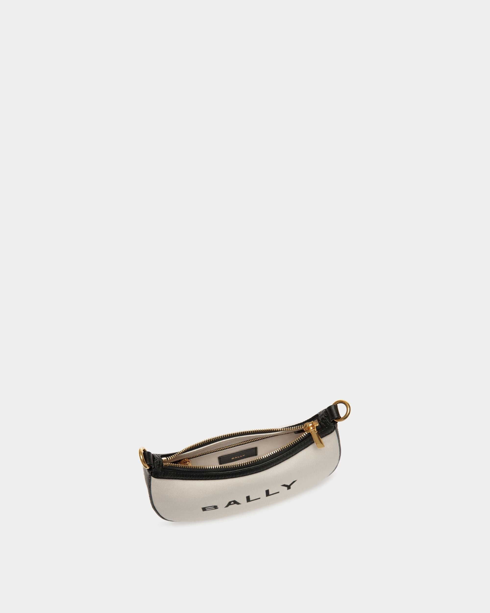 Bally Global - Bar Mini Crossbody Bag In White Canvas And Black Leather - White