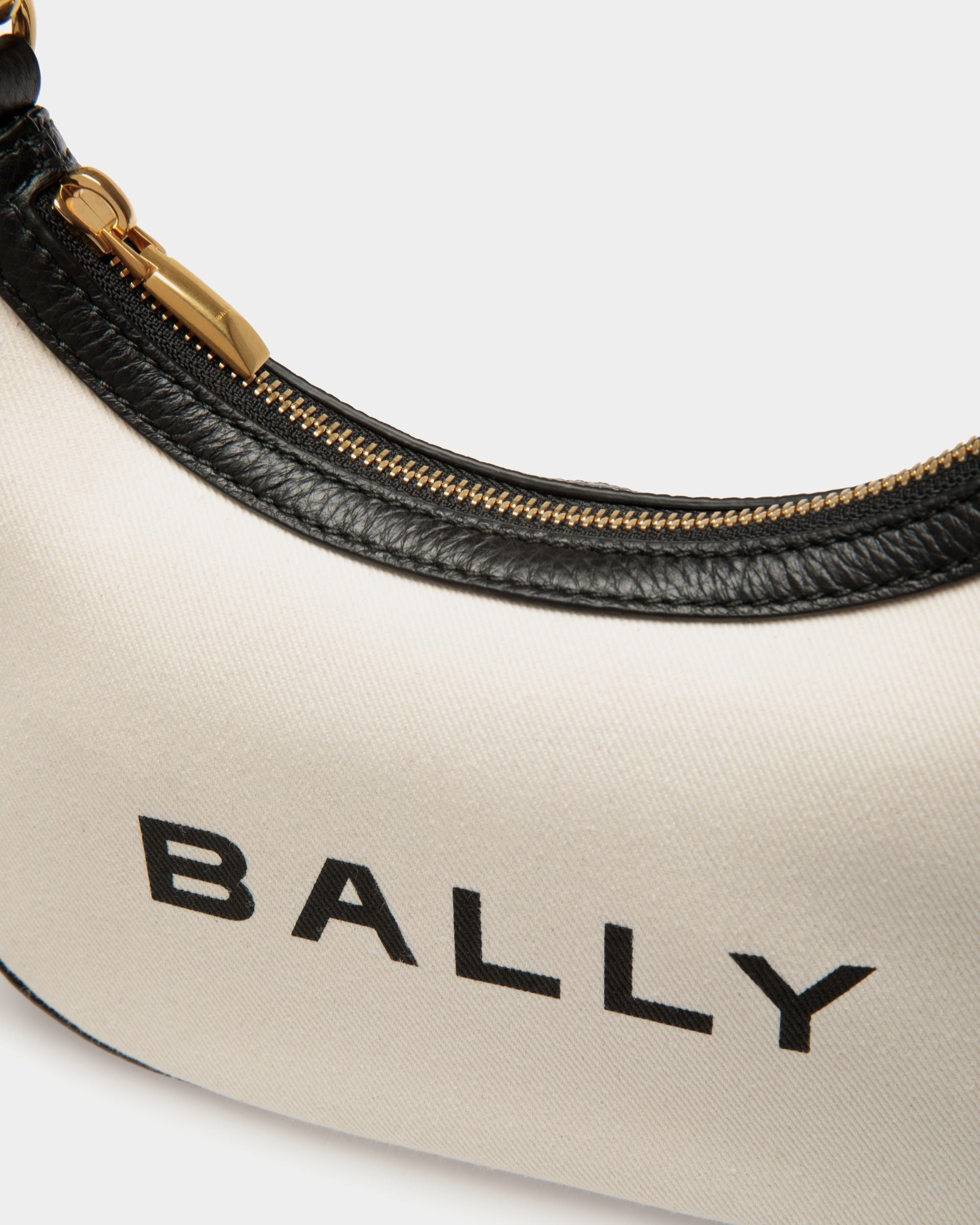 Bally Global - Bar Mini Crossbody Bag In White Canvas And Black Leather - White