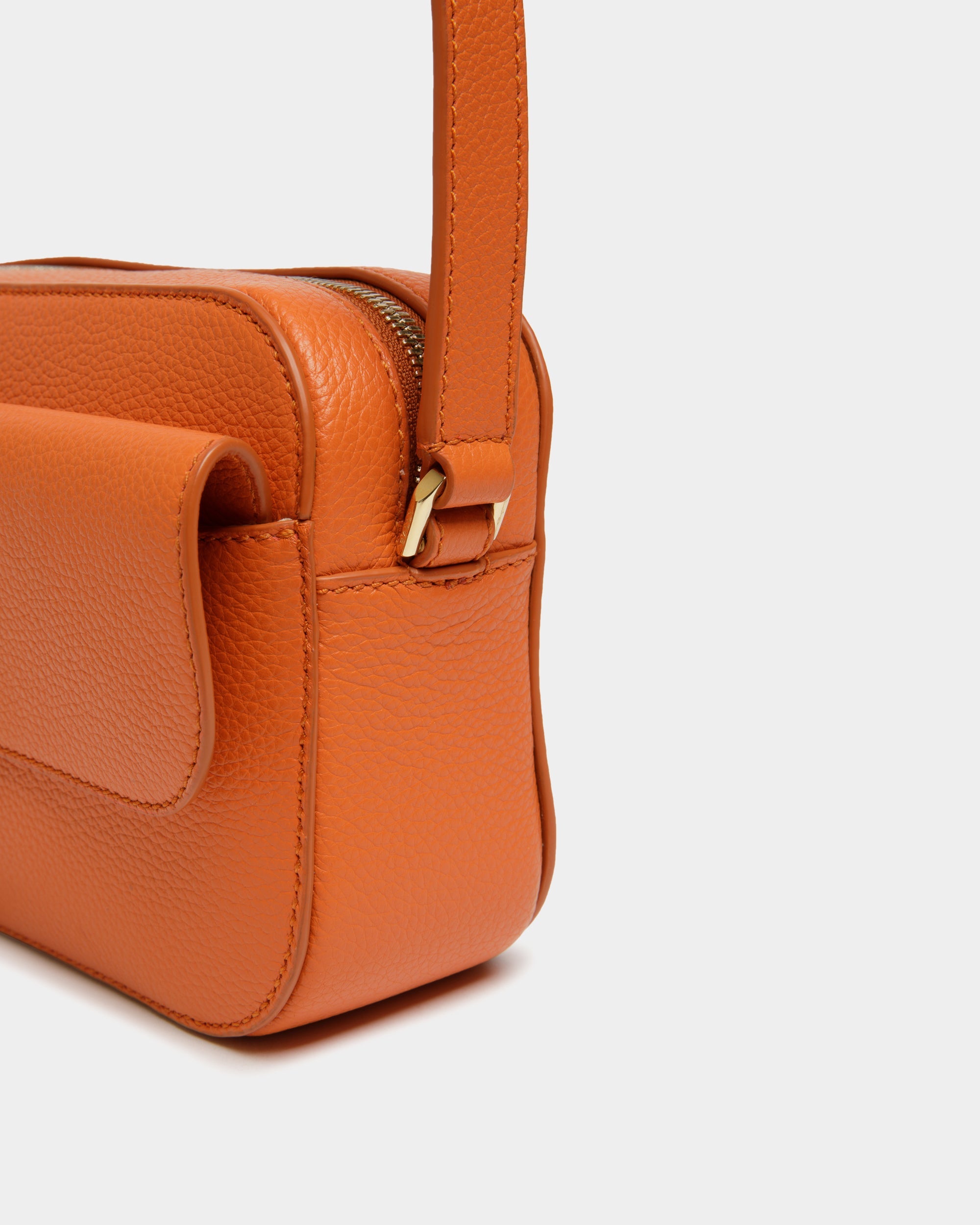Bally Global - Lock Me Small Crossbody Bag in Koi Orange Grained Leather - Orange