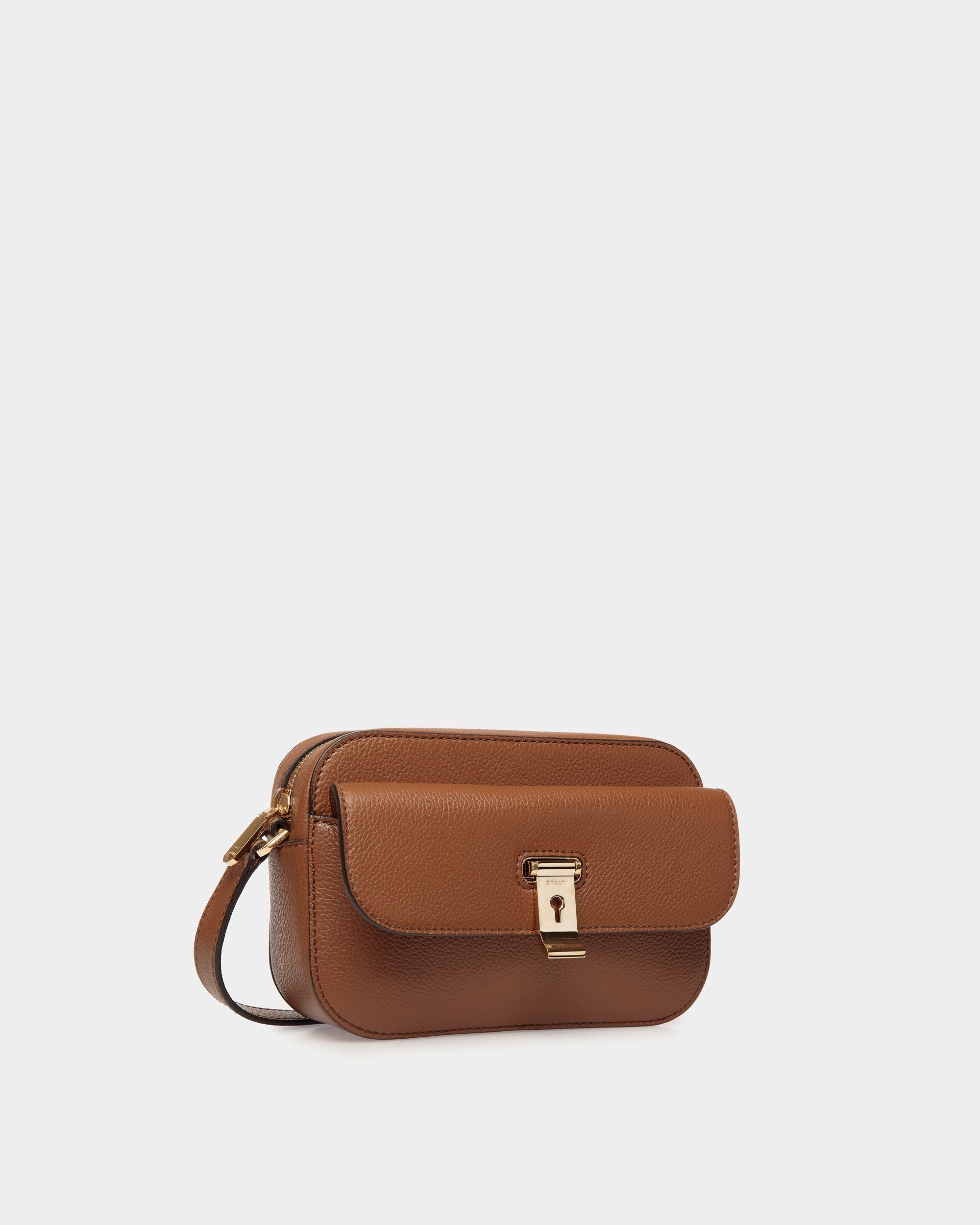 Bally Global - Petit Sac À Bandoulière Lock Me En Cuir Grainé Marron - Marron