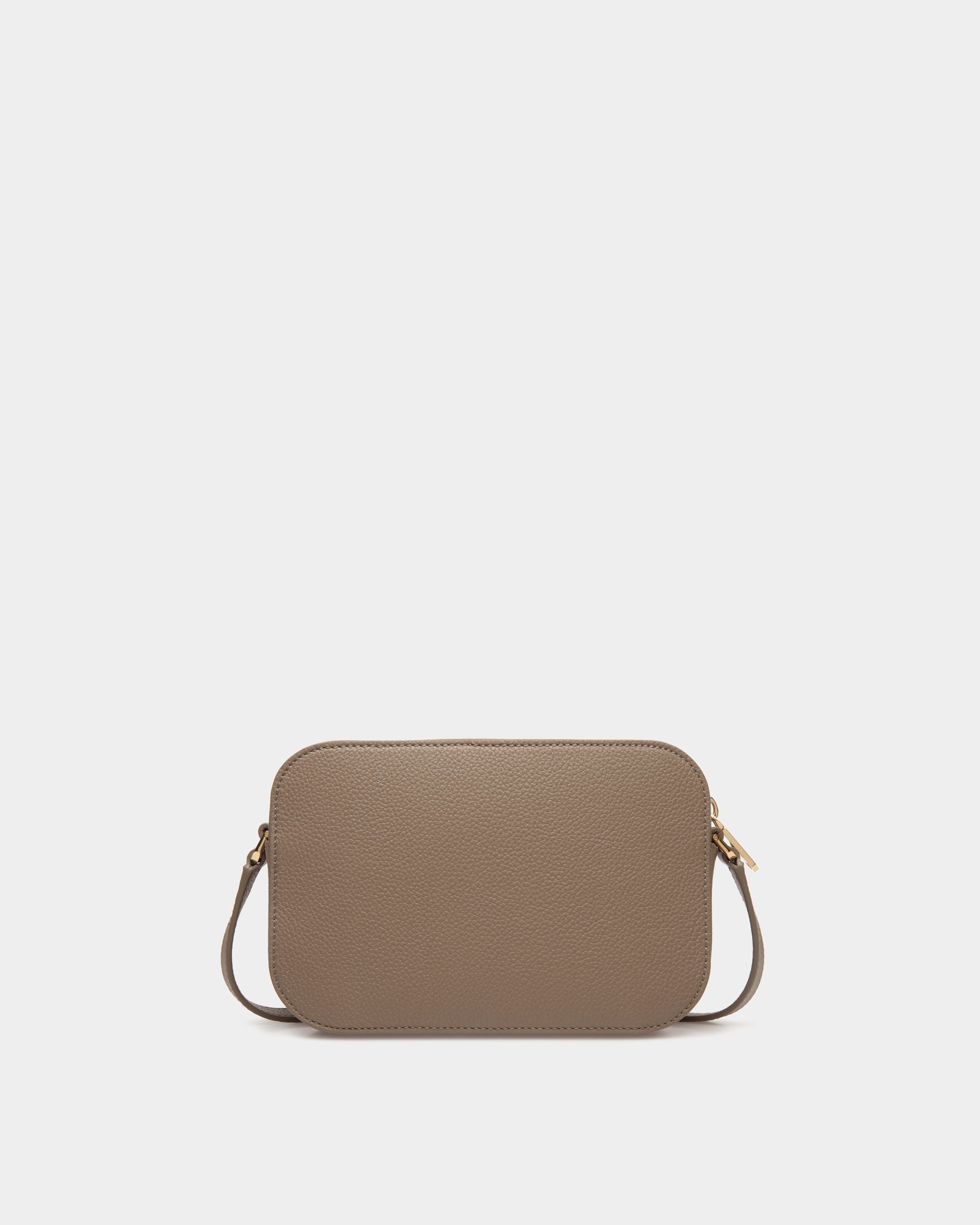 Bally Global - Lock Me Small Crossbody Bag in Taupe Grained Leather - Brown
