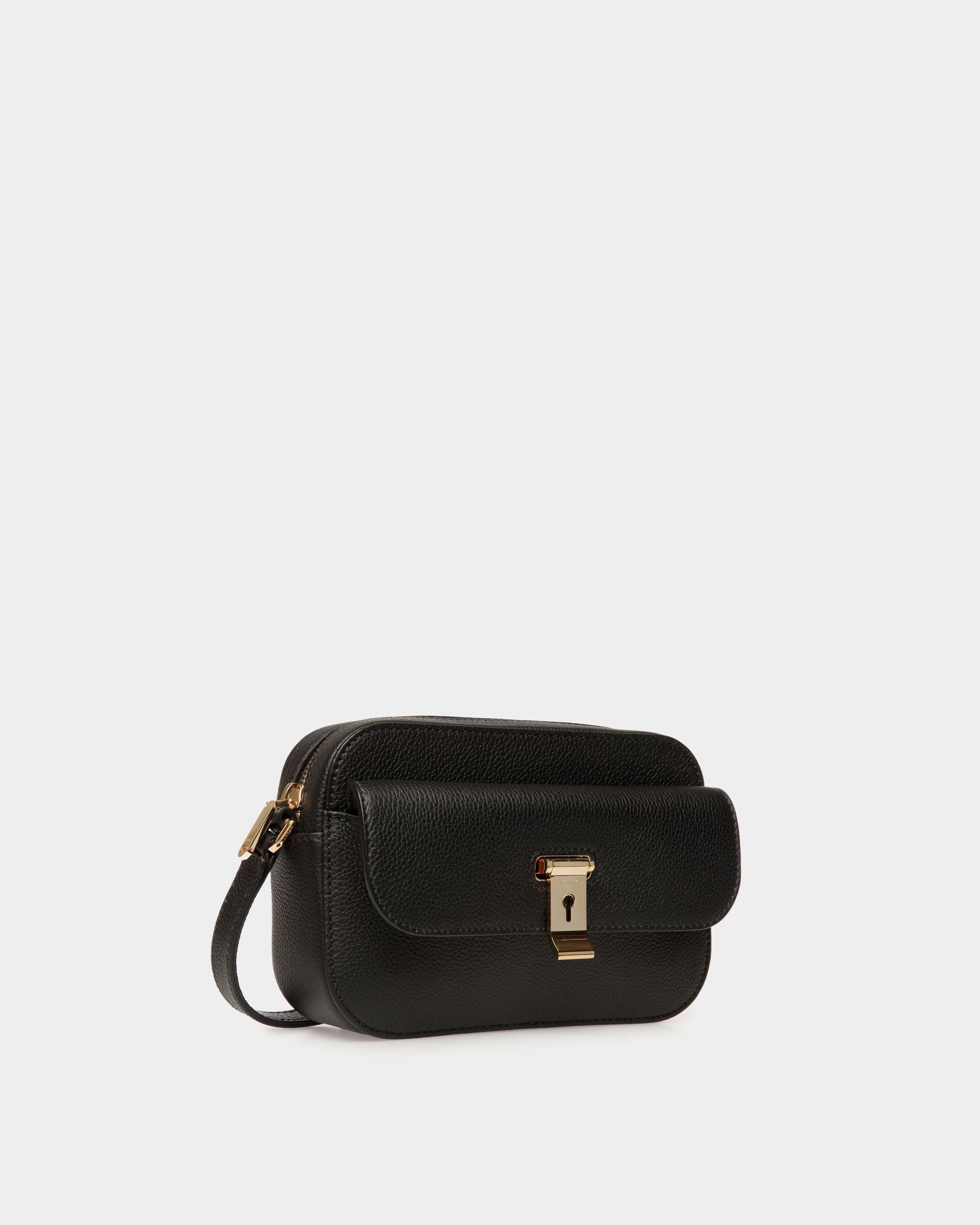 Bally Global - Petit Sac À Bandoulière Lock Me En Cuir Grainé Noir - Noir
