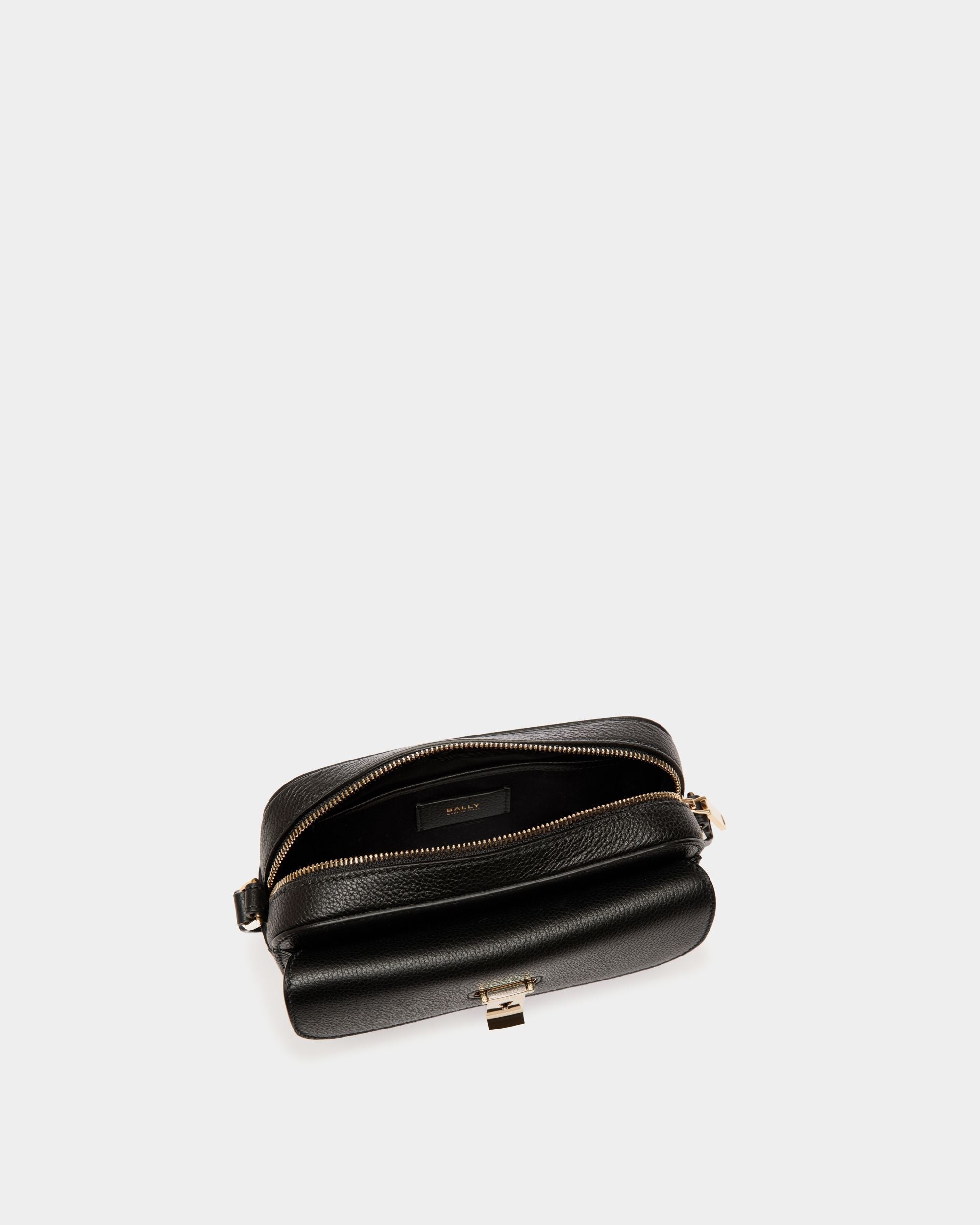 Bally Global - Petit Sac À Bandoulière Lock Me En Cuir Grainé Noir - Noir