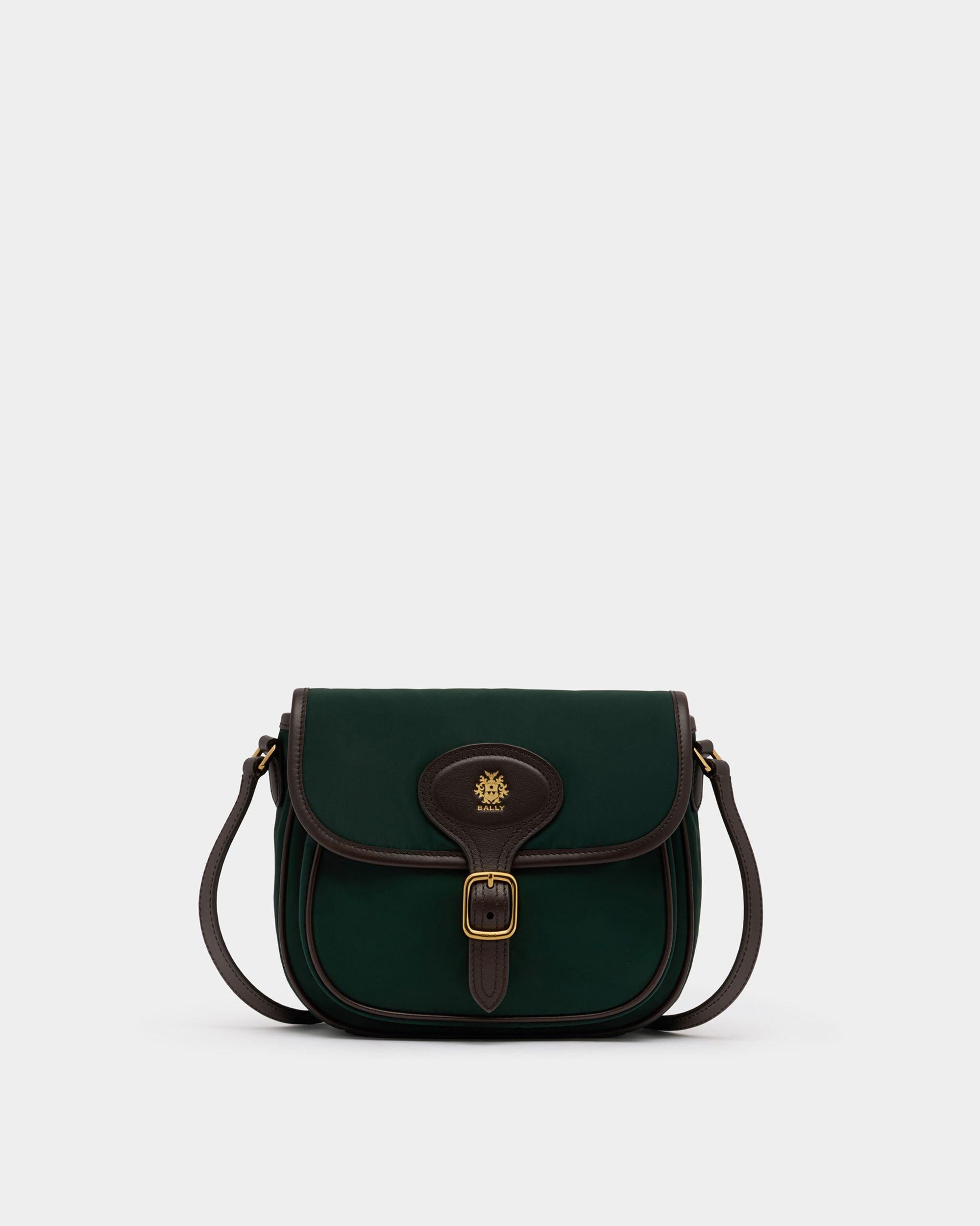 Bally Global - B-Light Small Crossbody Bag in Marble Green Nylon And Ebano Leather - Green
