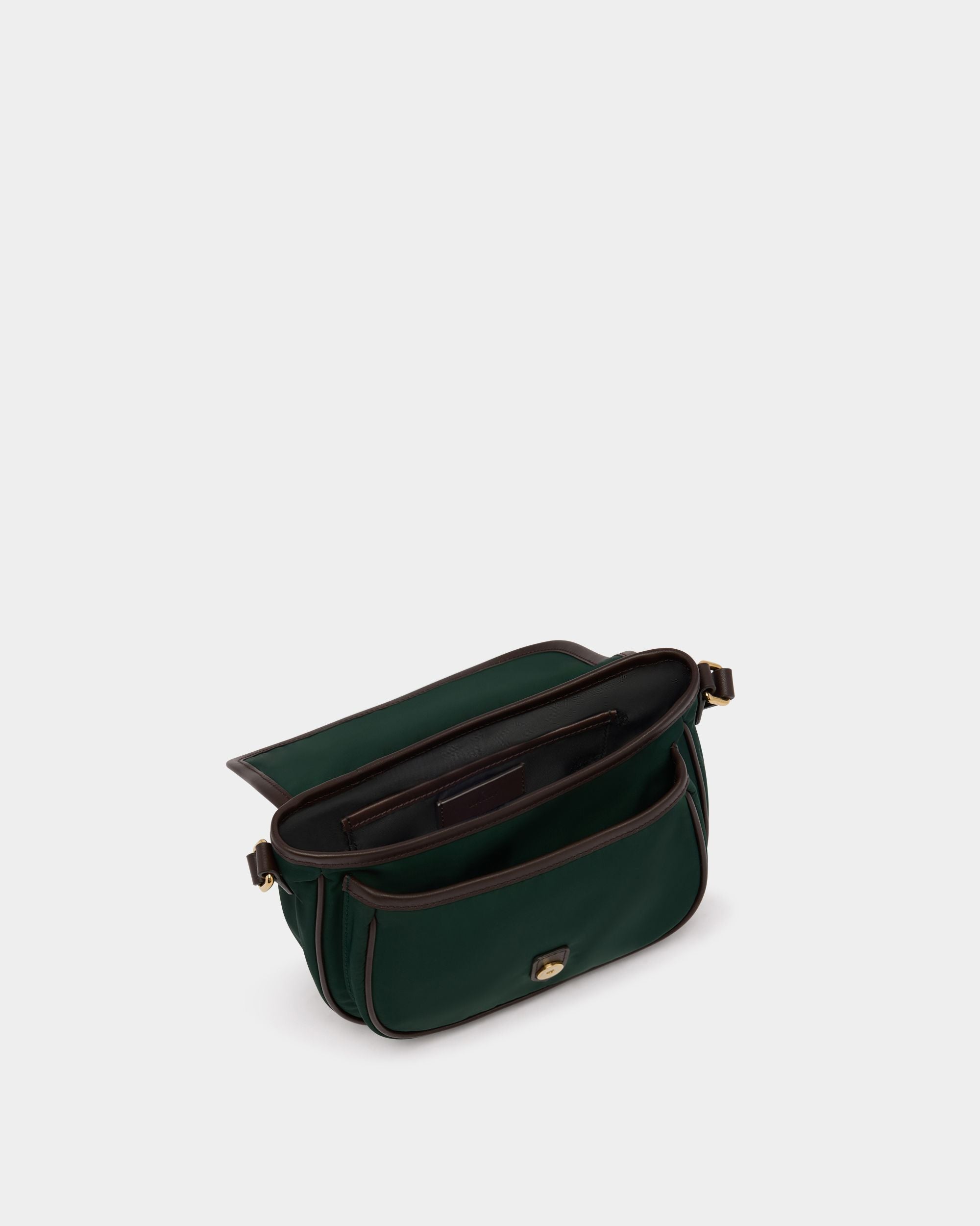 Bally Global - B-Light Small Crossbody Bag in Marble Green Nylon And Ebano Leather - Green