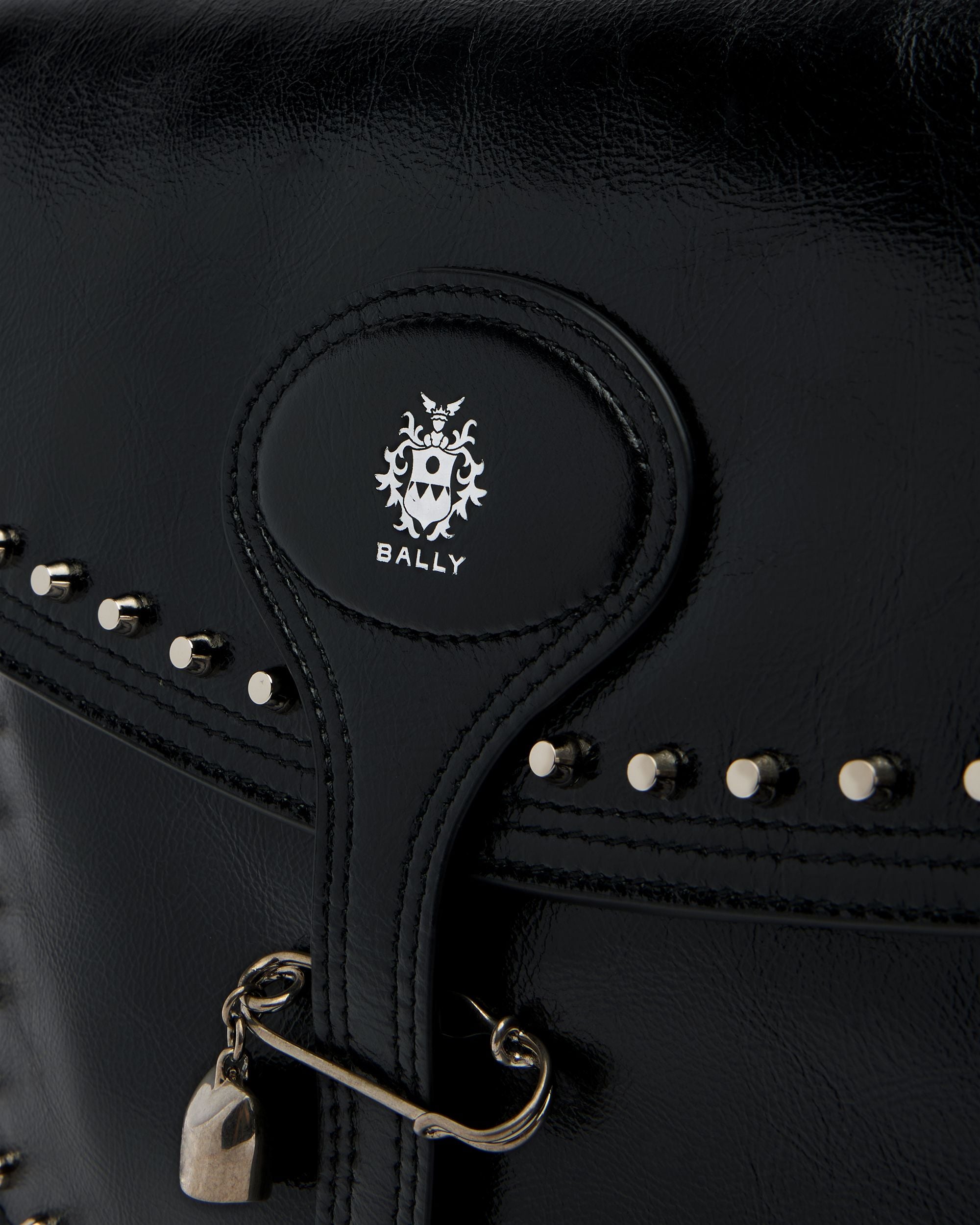 Bally Global - Beckett Soft Crossbody Bag in Black Leather With a Bally Pin and Studs - Black