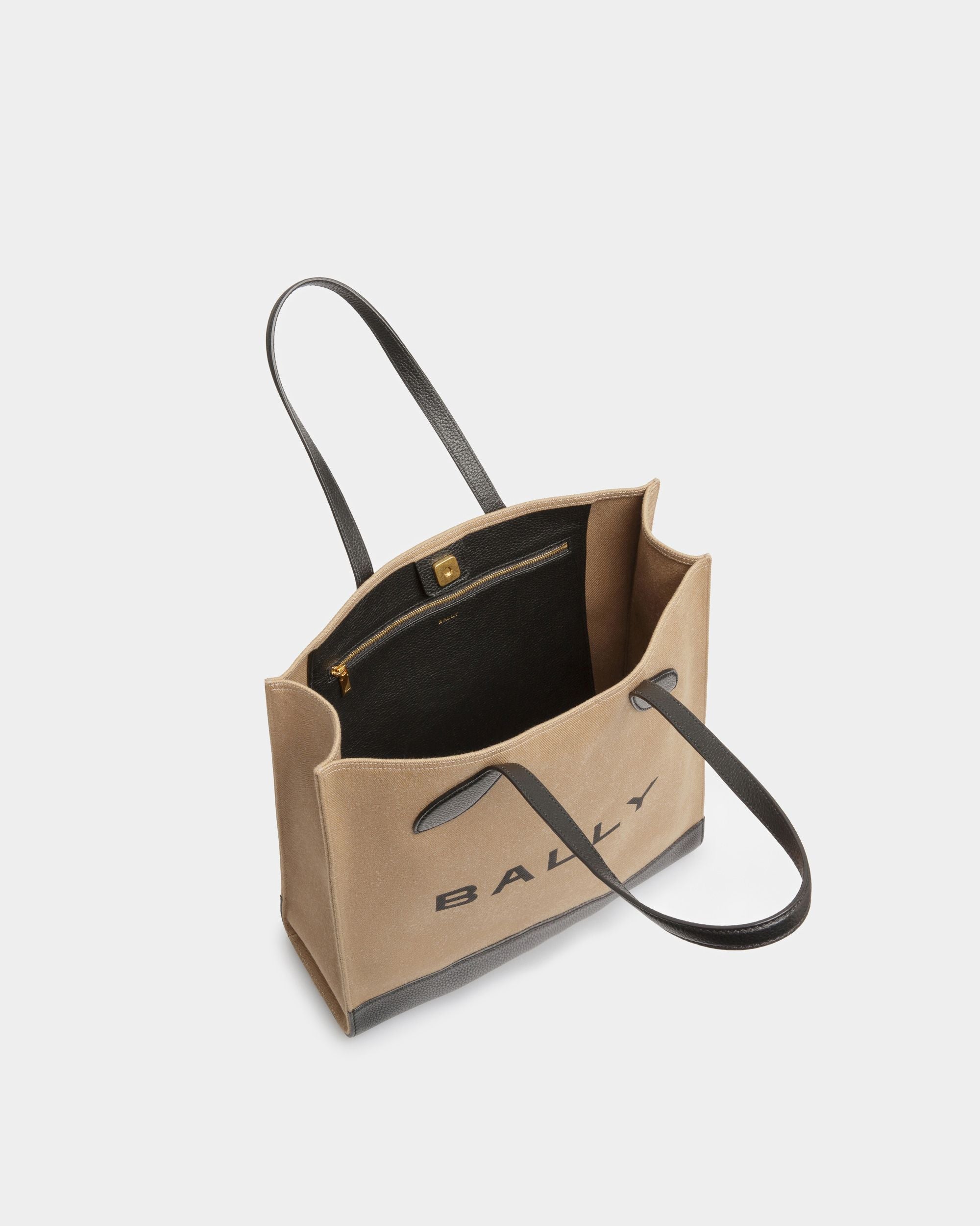 Bally Global - Bar Tote Bag In Sand And Black Fabric - Beige