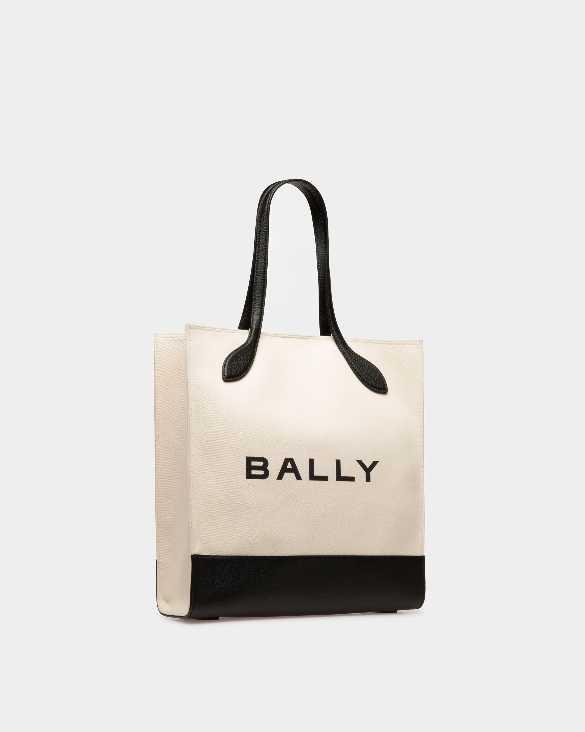 Bally Global - Sac Cabas Bar En Tissu Naturel Et Noir - Beige