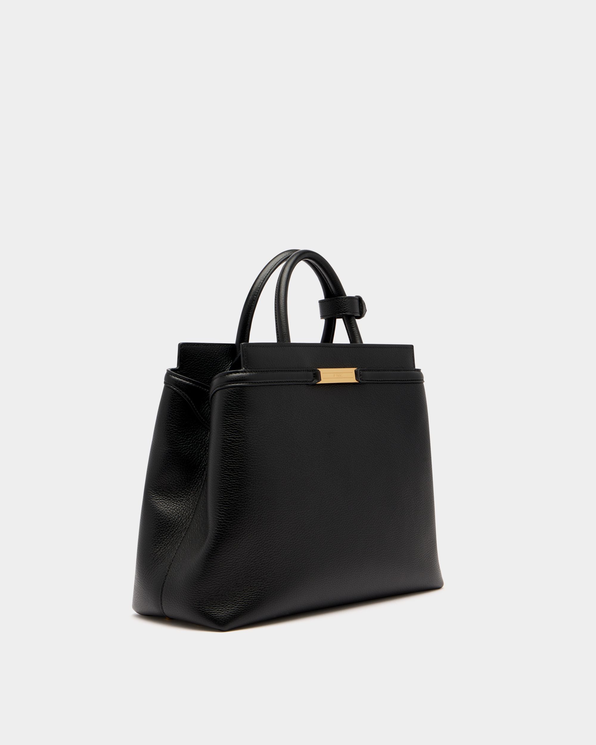 Bally Global - Deco Tote Bag in Black Grained Leather - Black