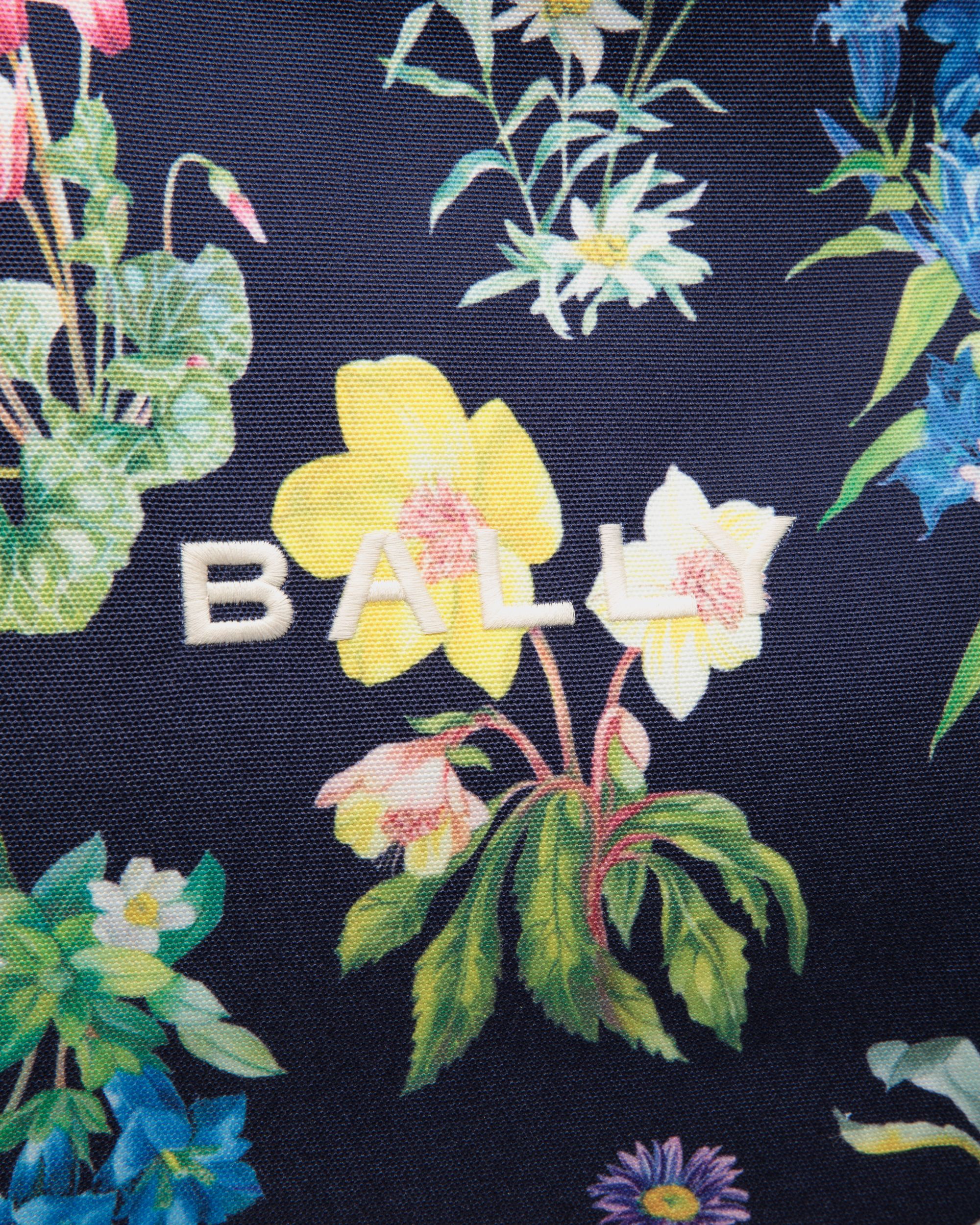 Bally Global - Easy Bally Tote Bag In Mountain Flower Print Canvas And Leather - Bleu