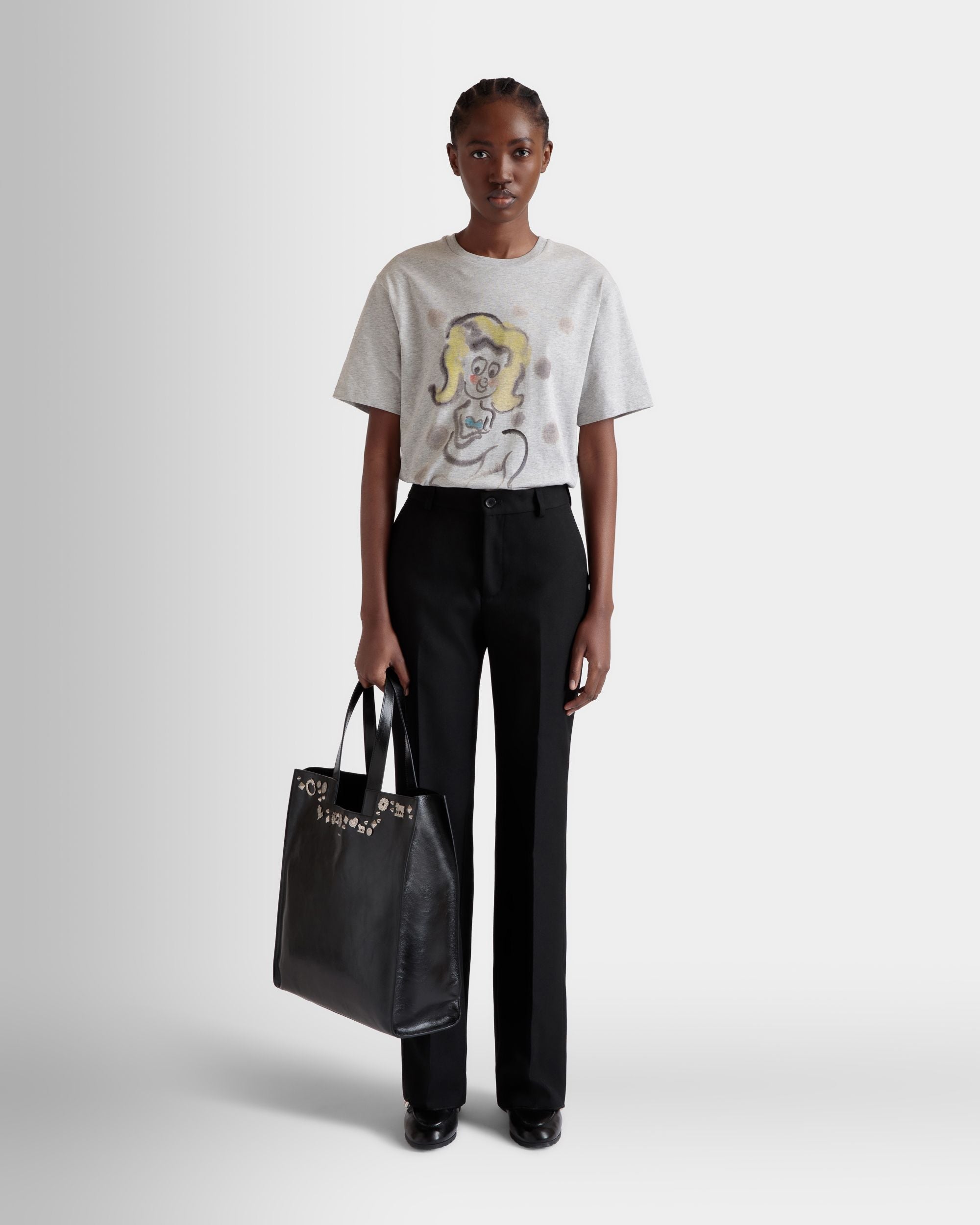 Bally Global - Sac Cabas Easy Bally En Cuir Noir Avec Clous - Noir