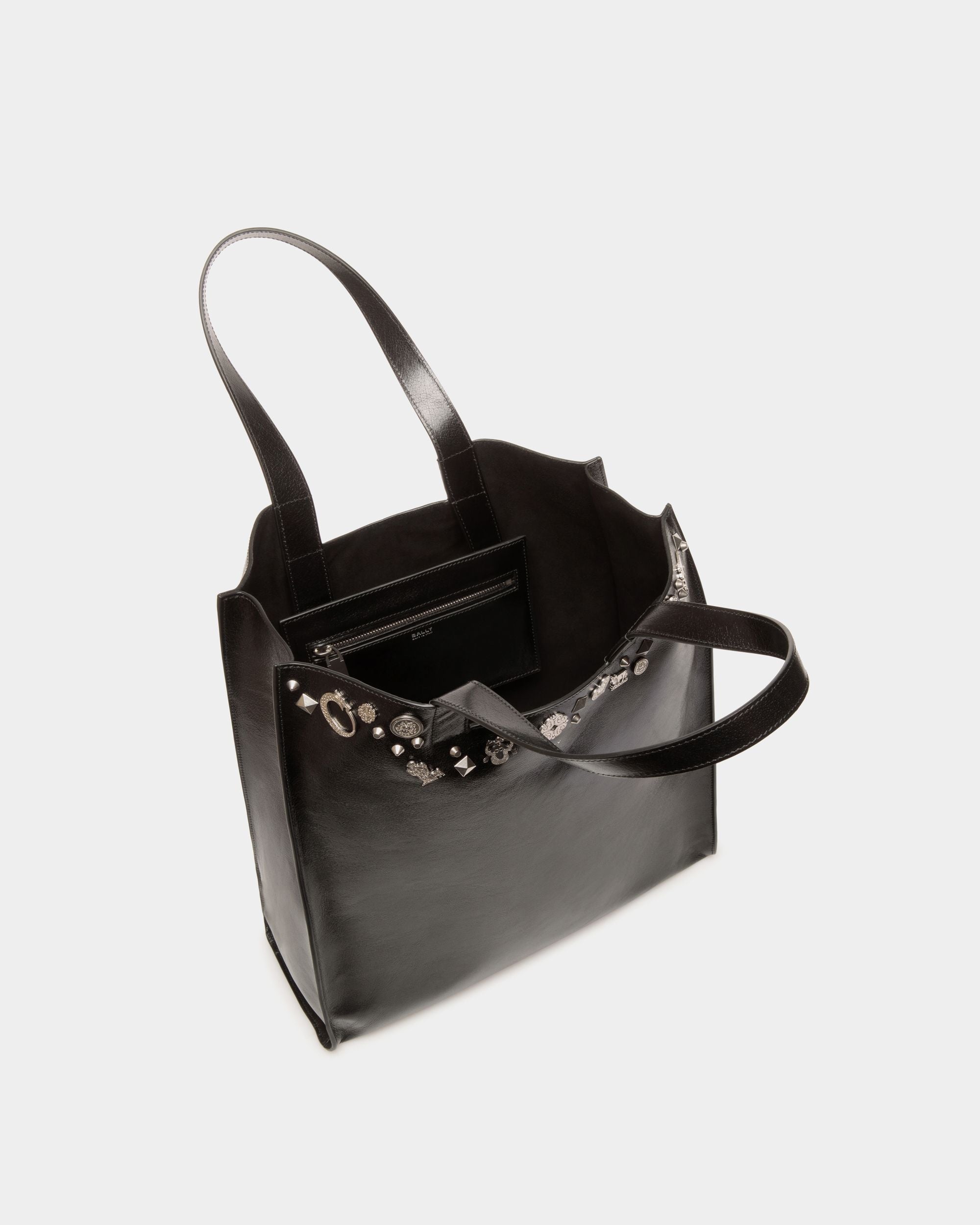 Bally Global - Sac Cabas Easy Bally En Cuir Noir Avec Clous - Noir