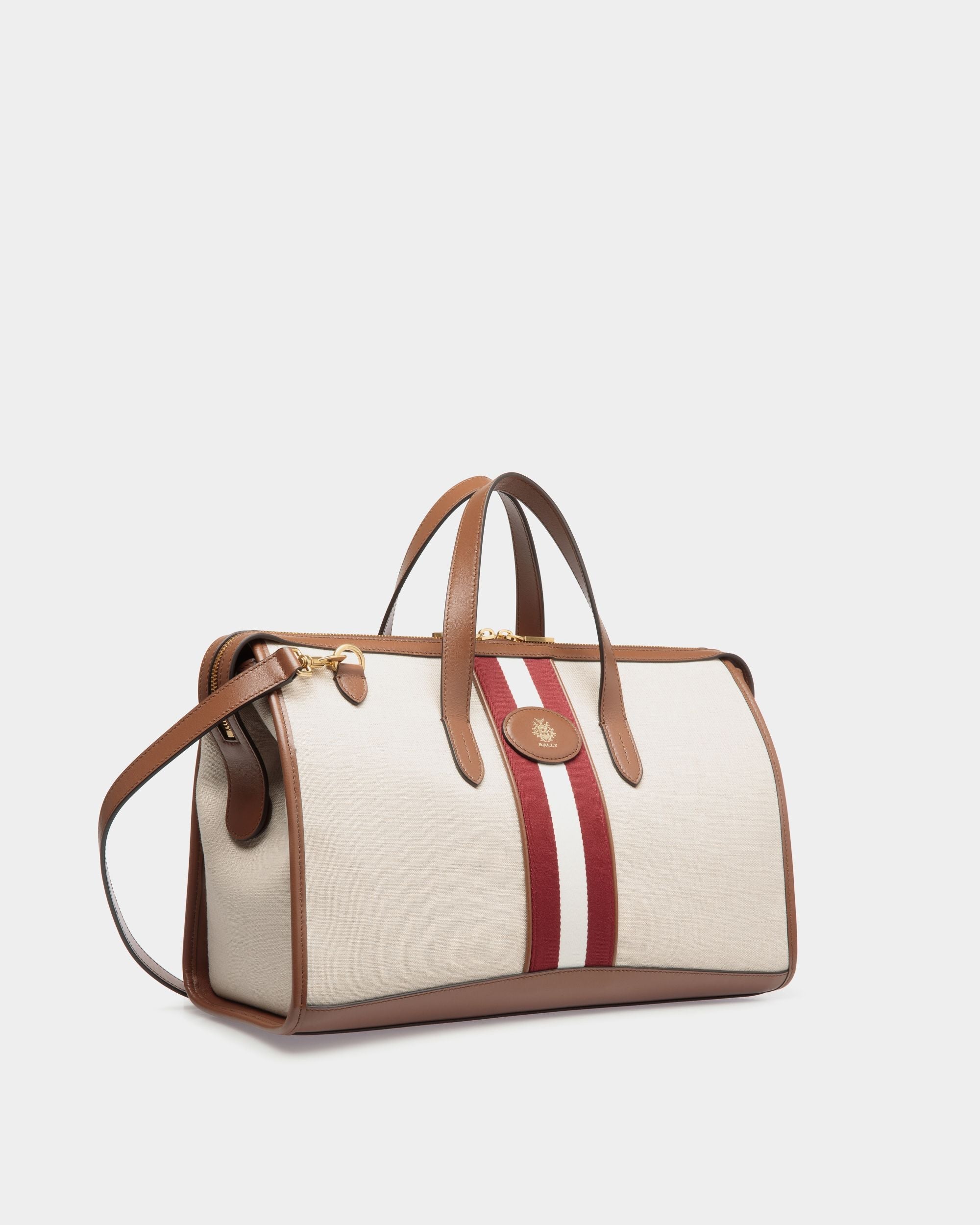 Bally Global - Sac Cabas Beckett En Toile Natural Et Cuir Marron - Beige