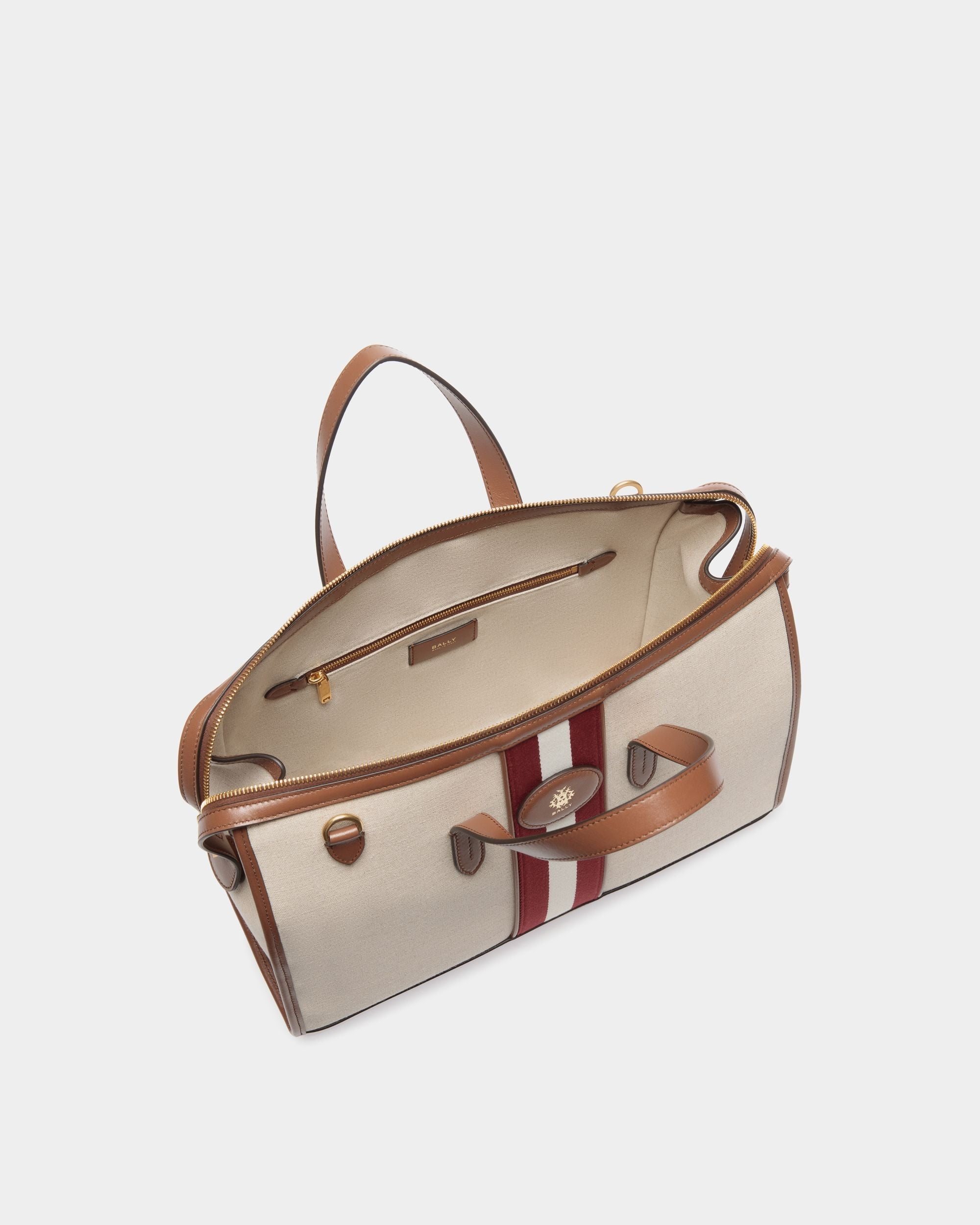 Bally Global - Sac Cabas Beckett En Toile Natural Et Cuir Marron - Beige