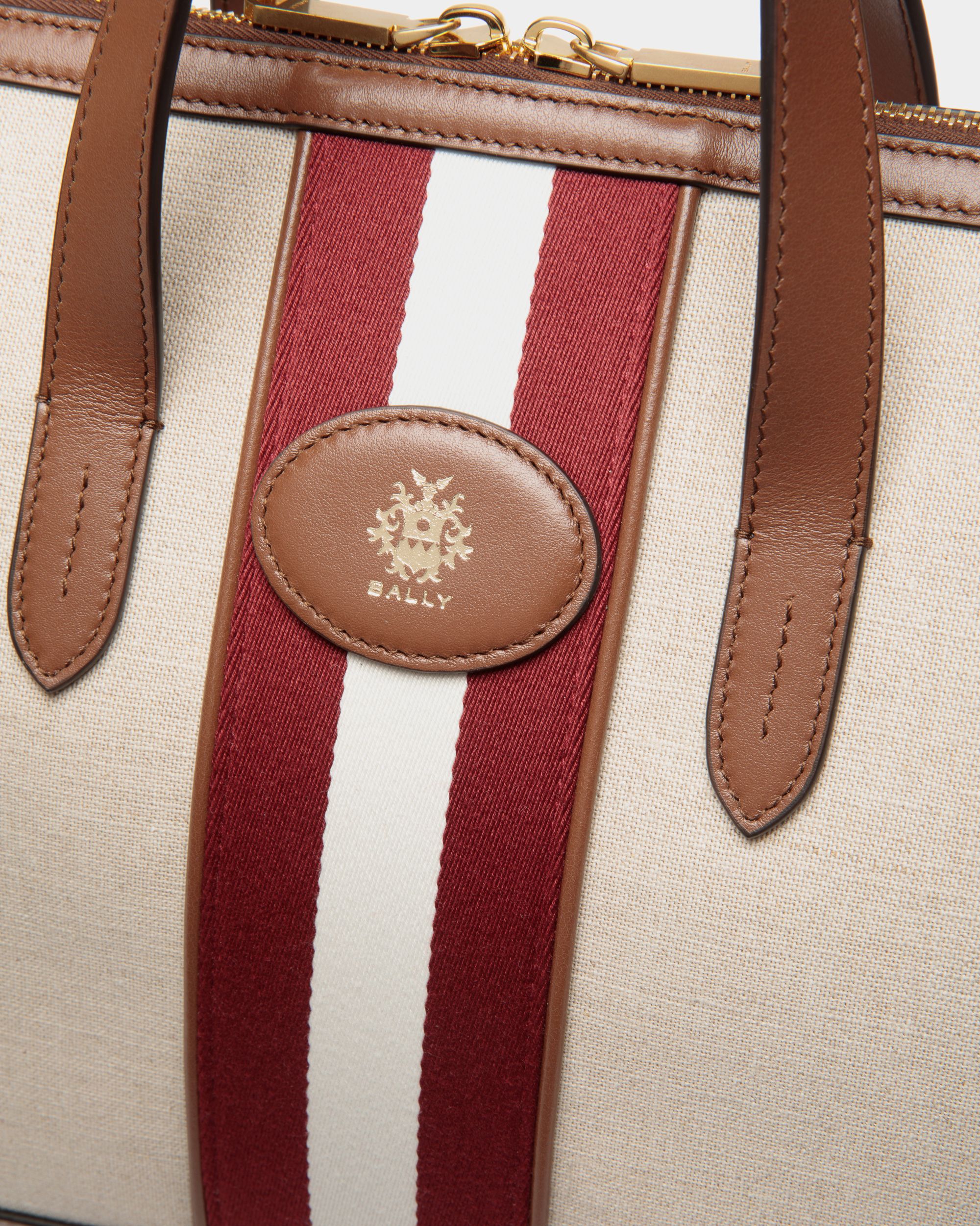 Bally Global - Sac Cabas Beckett En Toile Natural Et Cuir Marron - Beige