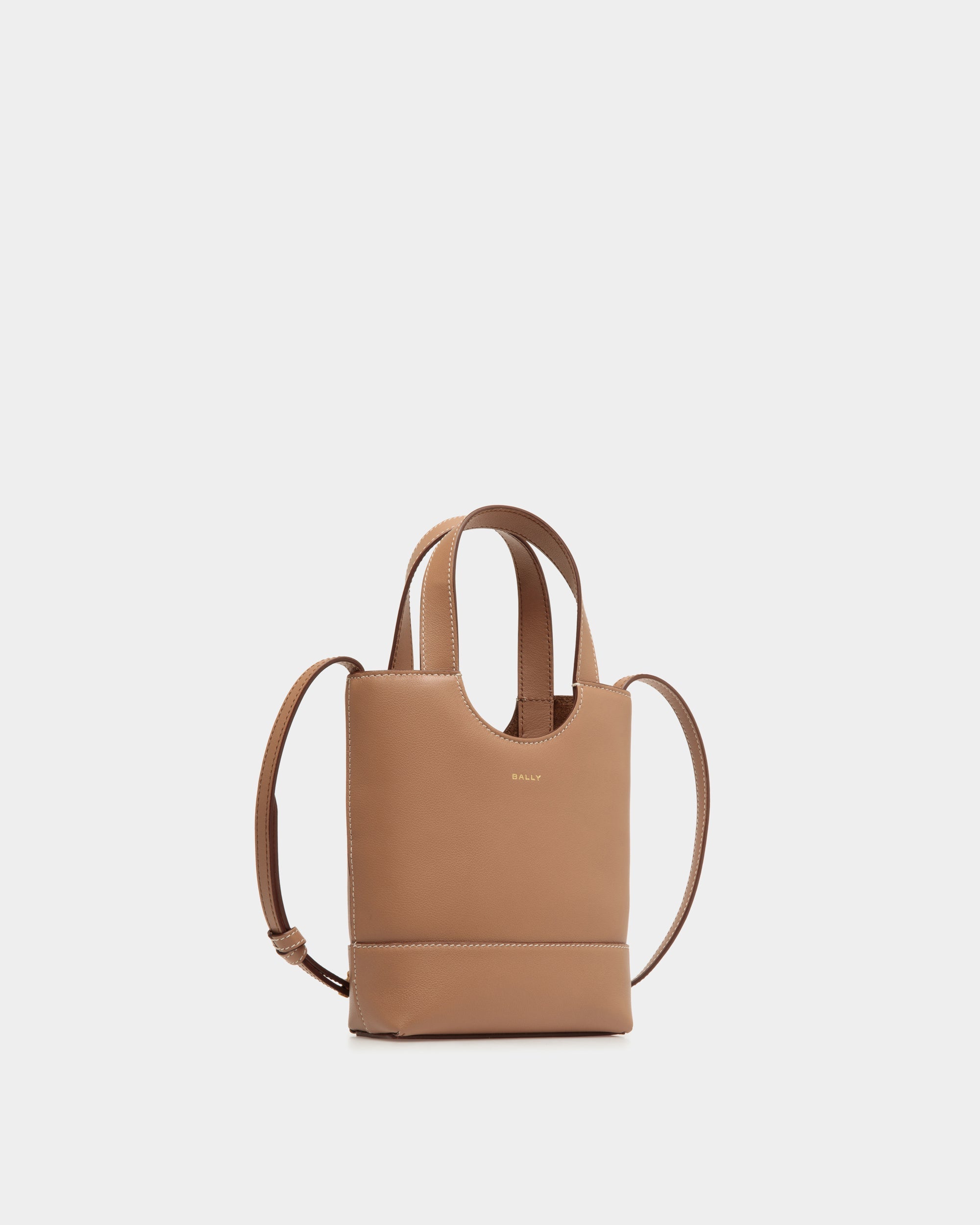 Bally Global - Petit Sac Cabas Easy Bally En Cuir Praline Beige - Beige